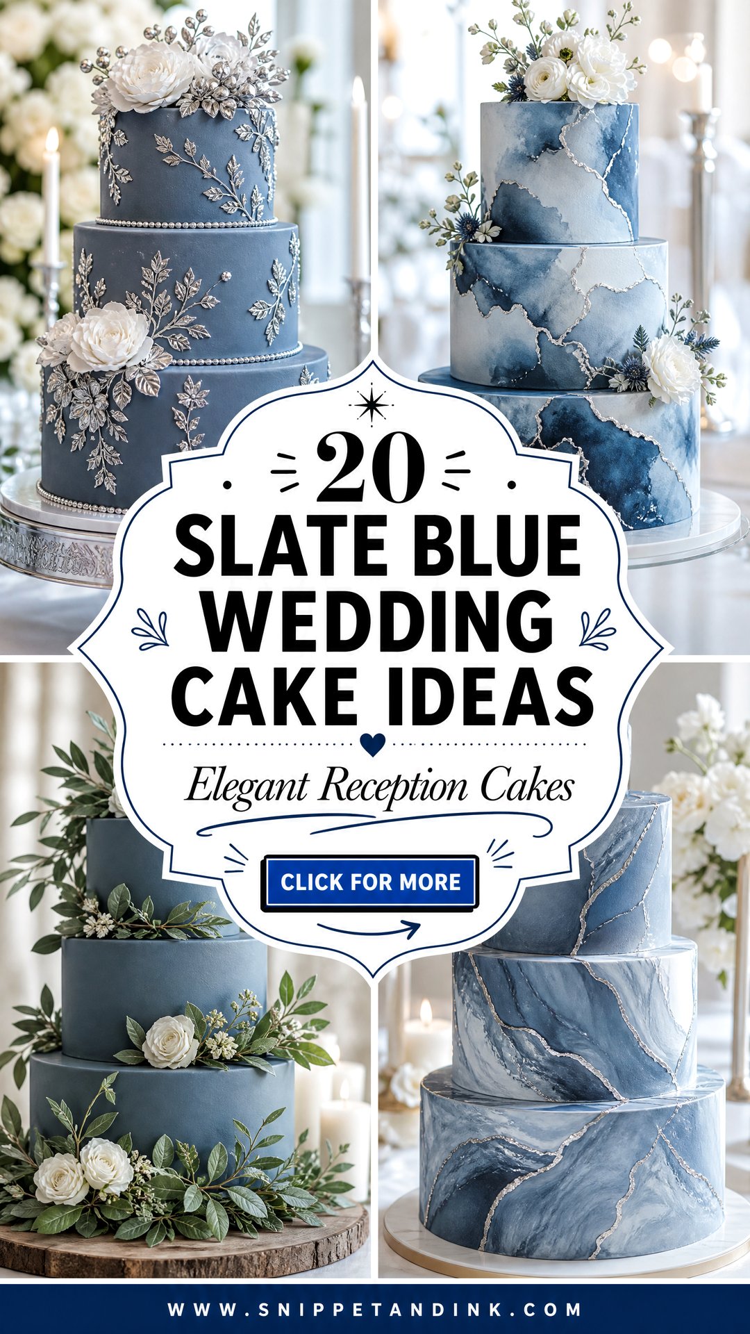 20 Slate Blue Wedding Cake Ideas for Elegant Receptions - 20 Slate Blue Wedding Cake Ideas for Elegant Receptions