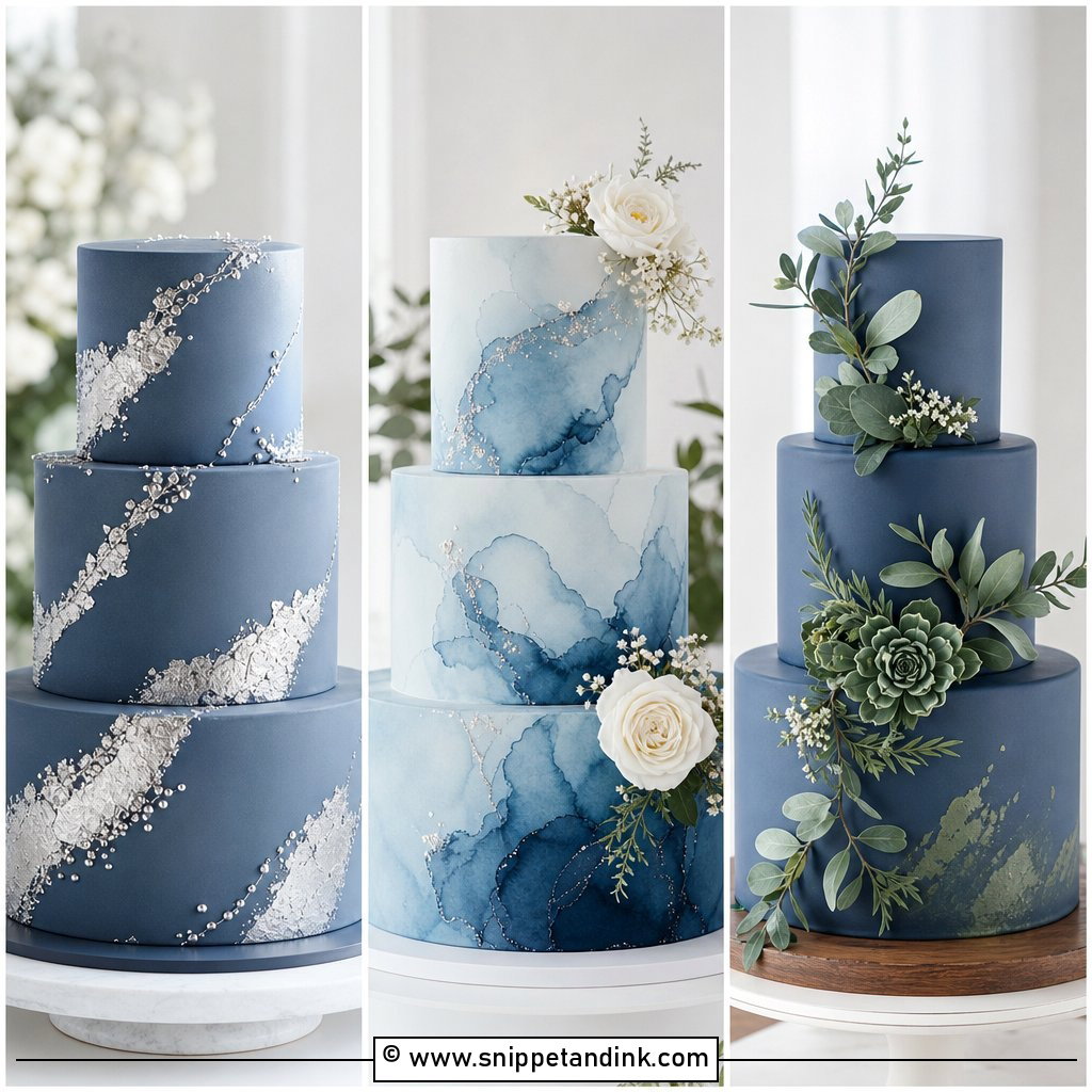 20 Slate Blue Wedding Cake Ideas for Elegant Receptions