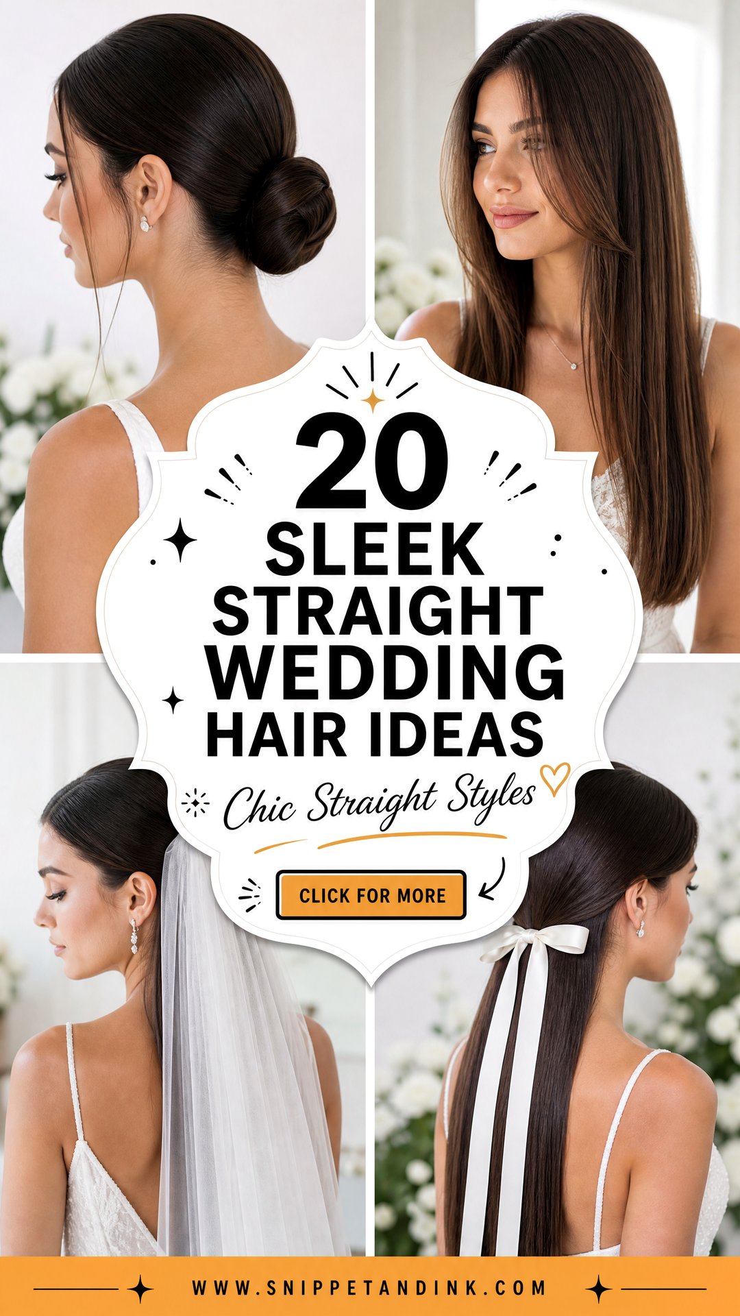 20 Sleek Straight Wedding Hair Ideas for Chic Brides - 20 Sleek Straight Wedding Hair Ideas for Chic Brides