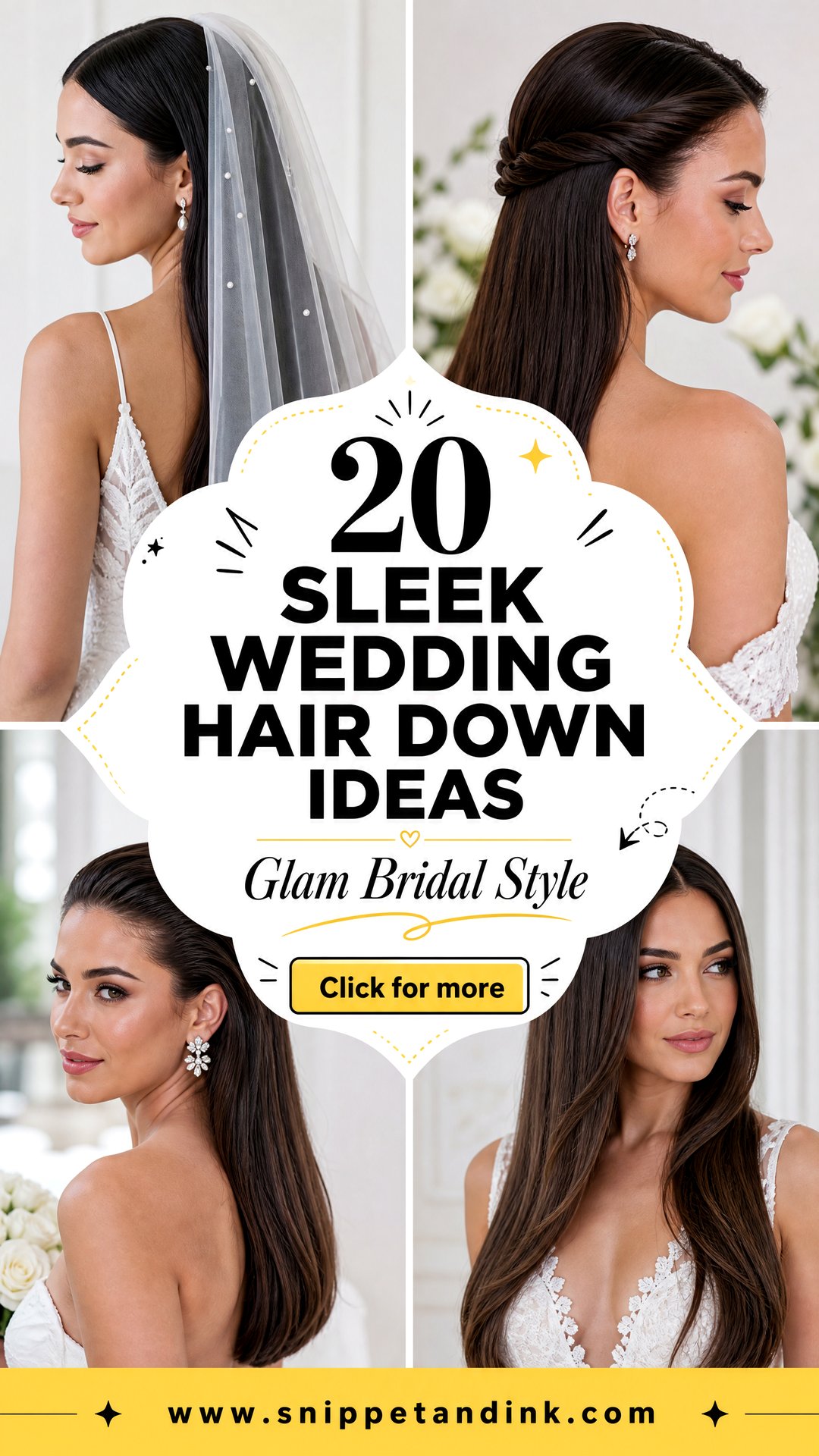 20 Sleek Wedding Hair Down Ideas for Glam Bridal Style - 20 Sleek Wedding Hair Down Ideas for Glam Bridal Style