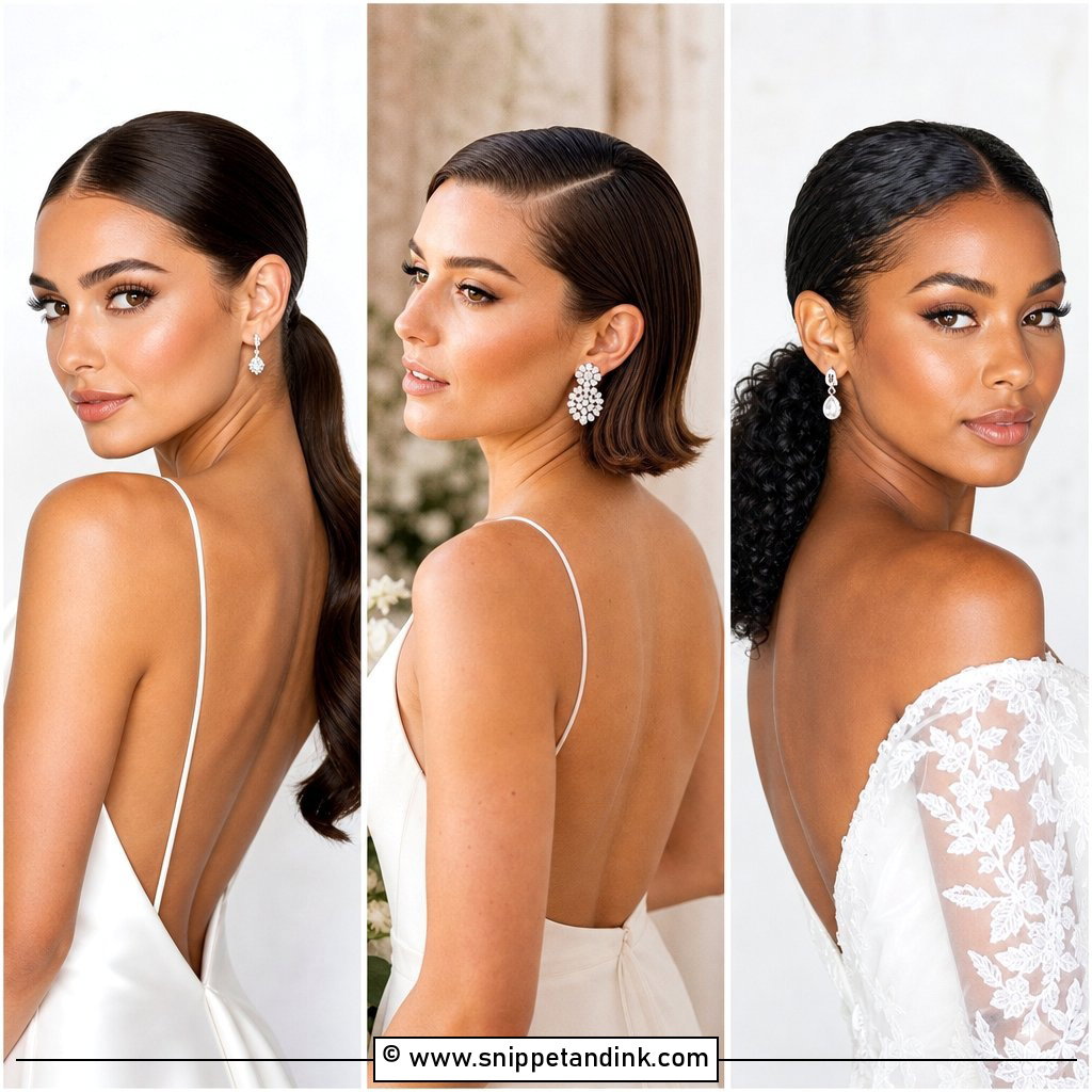 20 Slick Back Wedding Hairstyles for Modern Brides