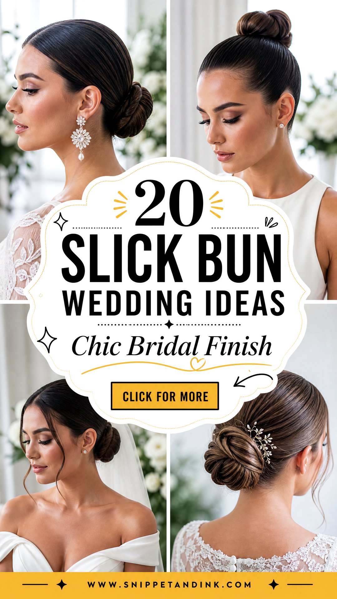 20 Slick Bun Wedding Ideas for a Chic Bridal Finish - 20 Slick Bun Wedding Ideas for a Chic Bridal Finish