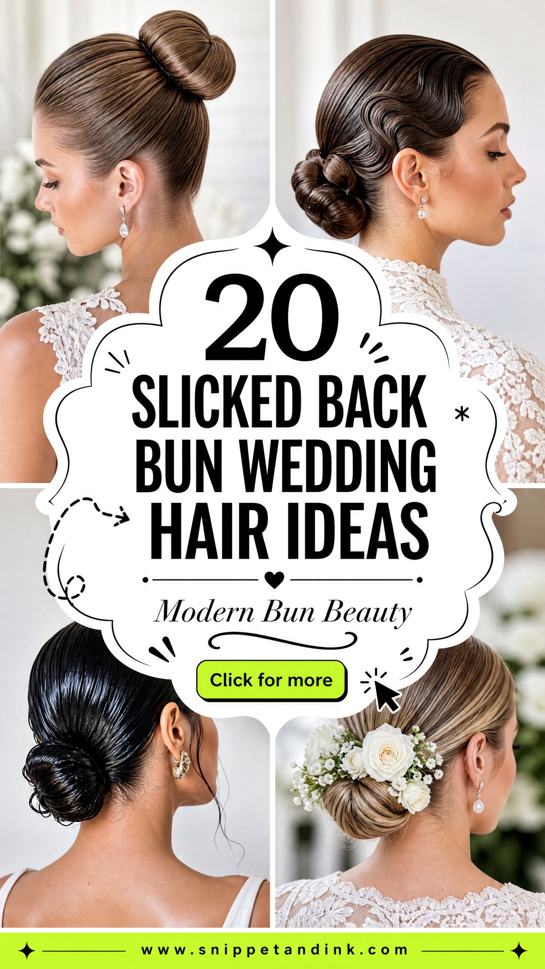 20 Slicked Back Bun Wedding Hair Ideas for Modern Brides - 20 Slicked Back Bun Wedding Hair Ideas for Modern Brides