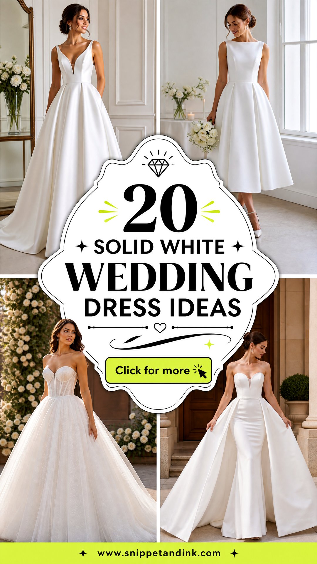 20 Solid White Wedding Dress Ideas Elegant Bridal Looks - 20 Solid White Wedding Dress Ideas: Elegant Bridal Looks