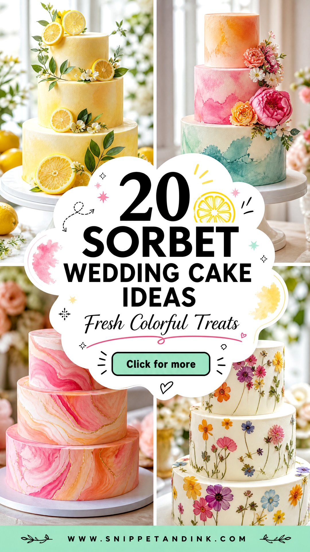 20 Sorbet Wedding Cake Ideas for a Fresh Colorful Treat - 20 Sorbet Wedding Cake Ideas for a Fresh Colorful Treat