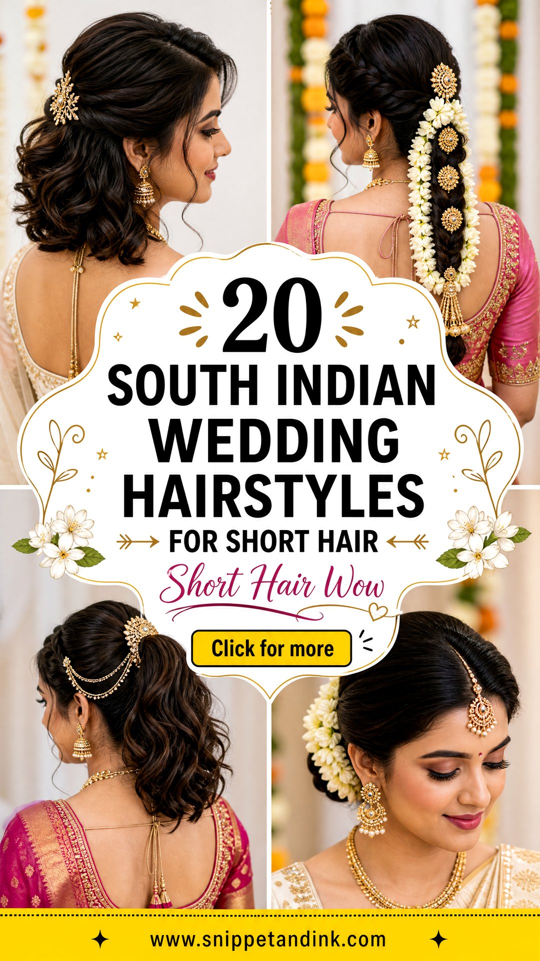 20 South Indian Wedding Hairstyles for Short Hair That Wow - 20 South Indian Wedding Hairstyles for Short Hair That Wow
