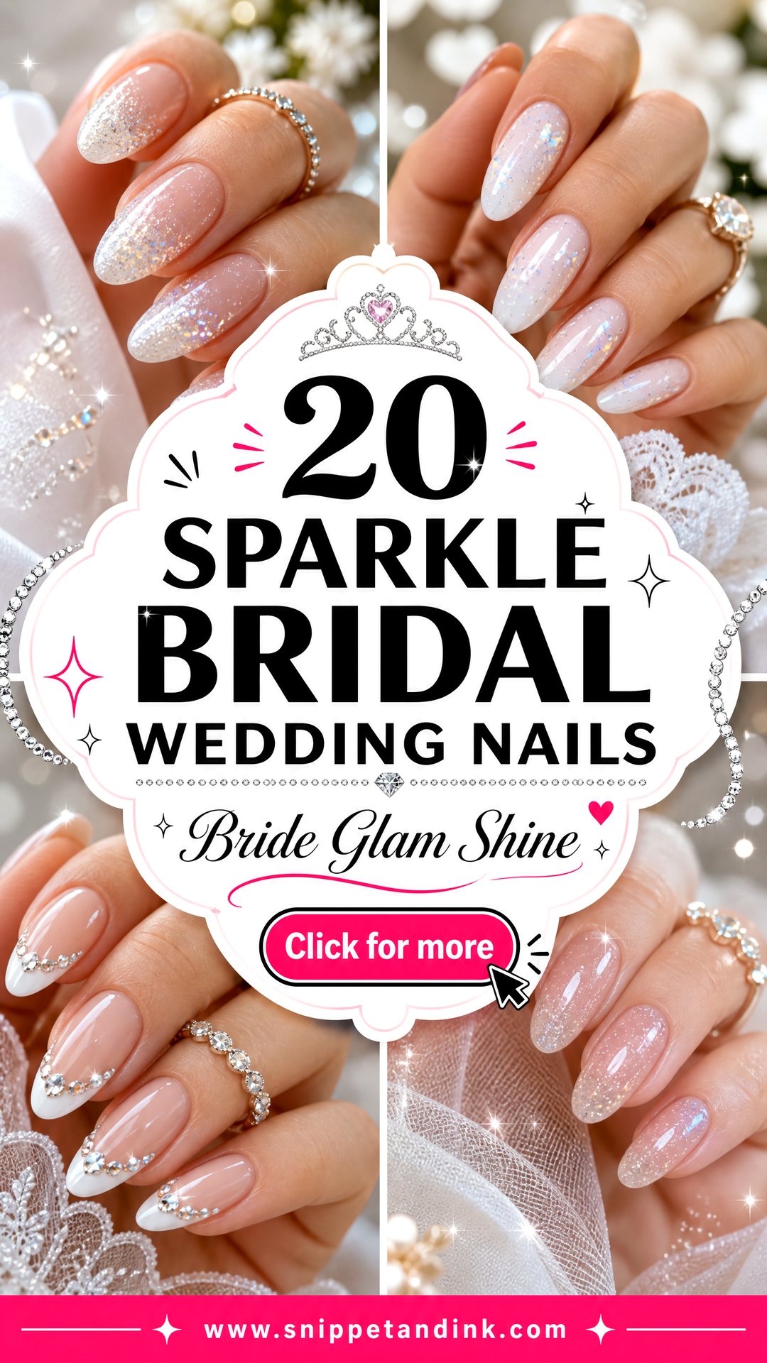20 Sparkle Bridal Wedding Nails for Bride Glam - 20 Sparkle Bridal Wedding Nails for Bride Glam