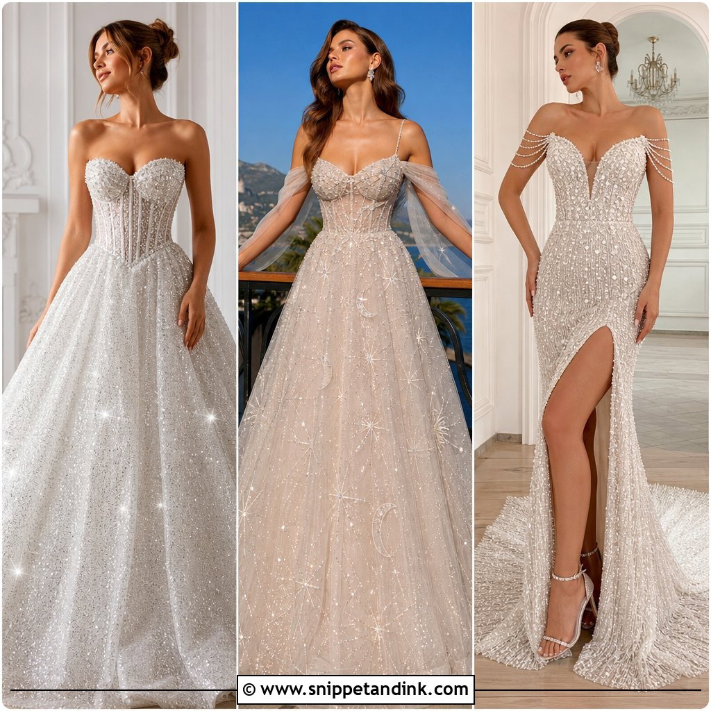 20 Sparkly Glitter Wedding Dresses for Showstopping Brides