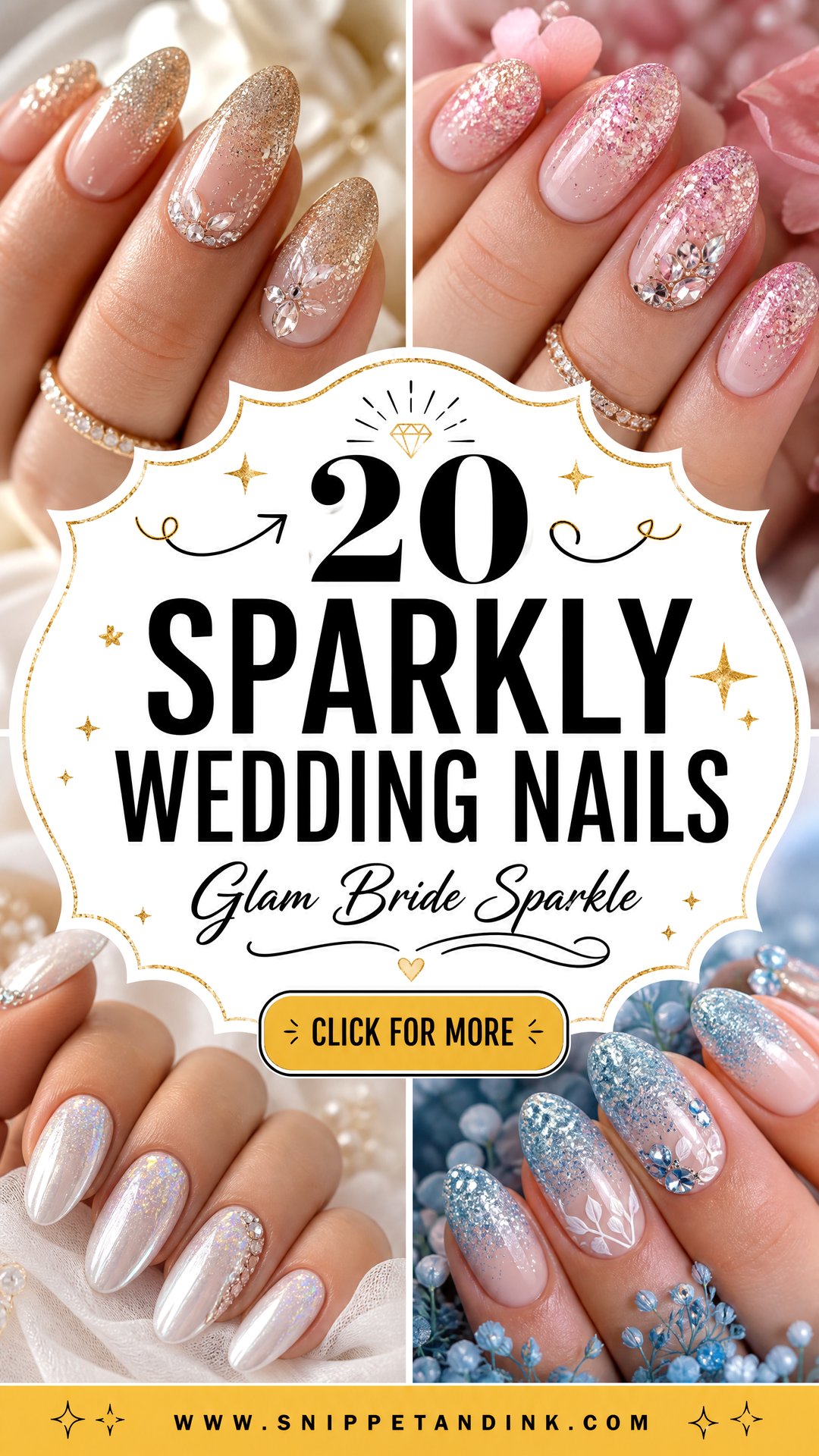20 Sparkly Wedding Nails for Glamorous Brides - 20 Sparkly Wedding Nails for Glamorous Brides