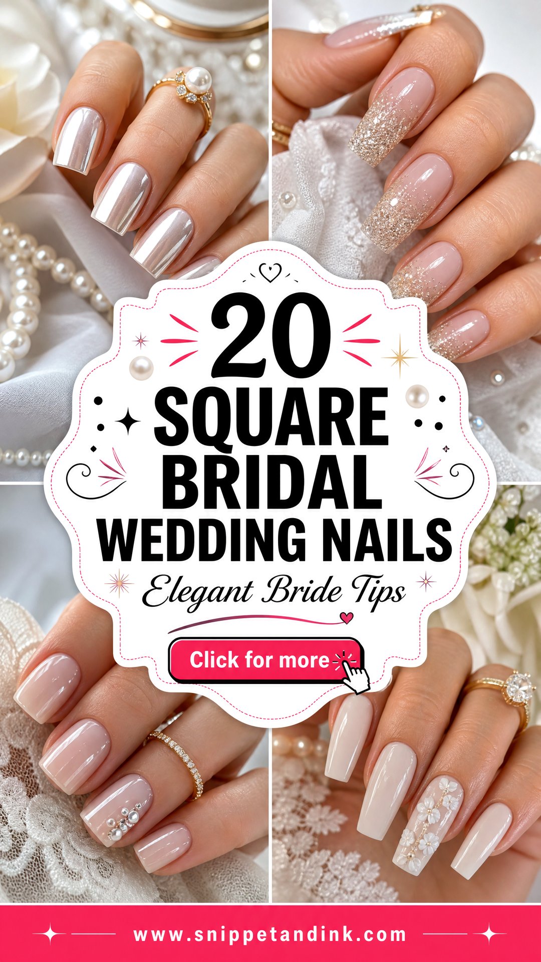 20 Square Bridal Wedding Nails for Elegant Brides - 20 Square Bridal Wedding Nails for Elegant Brides
