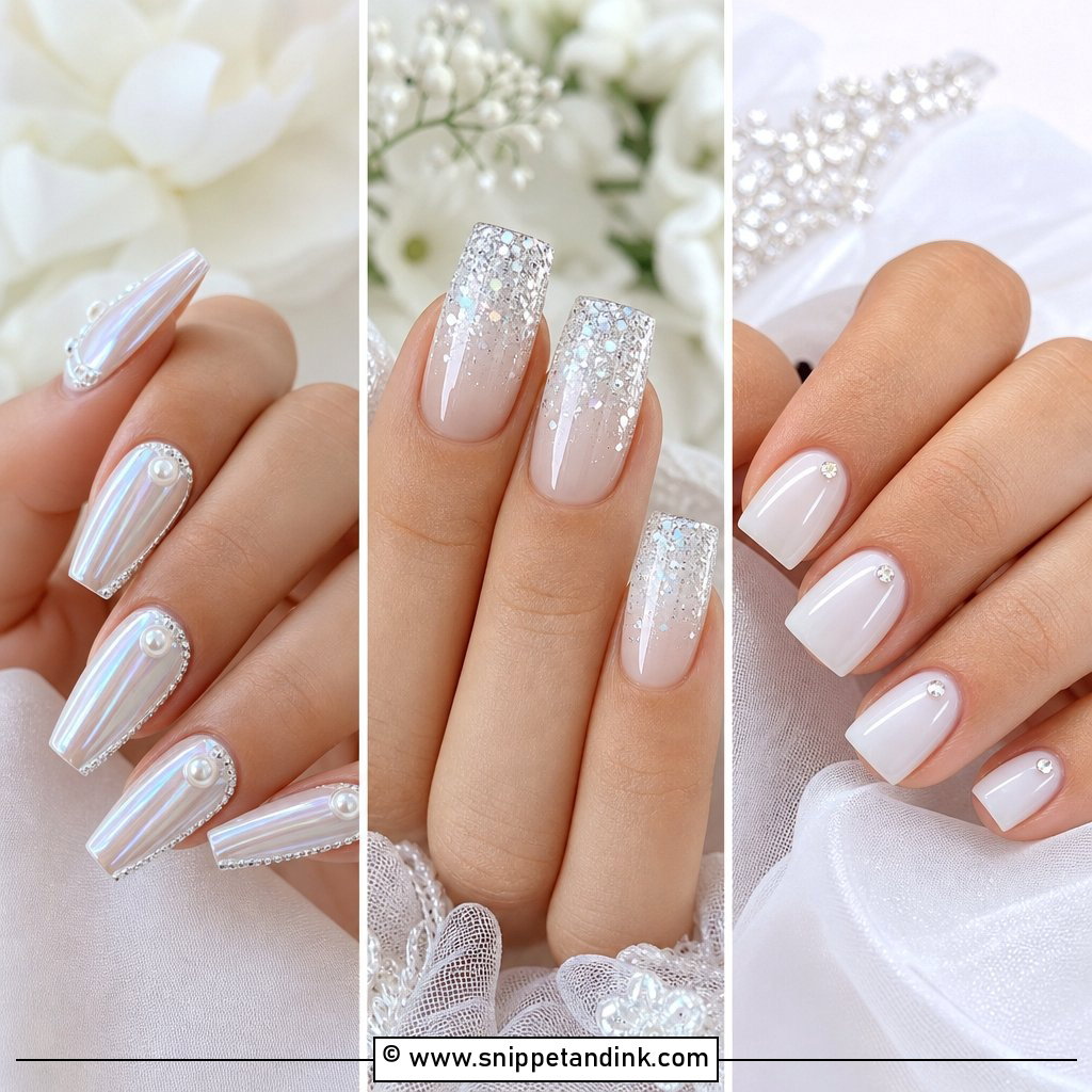 20 Square Bridal Wedding Nails for Elegant Brides