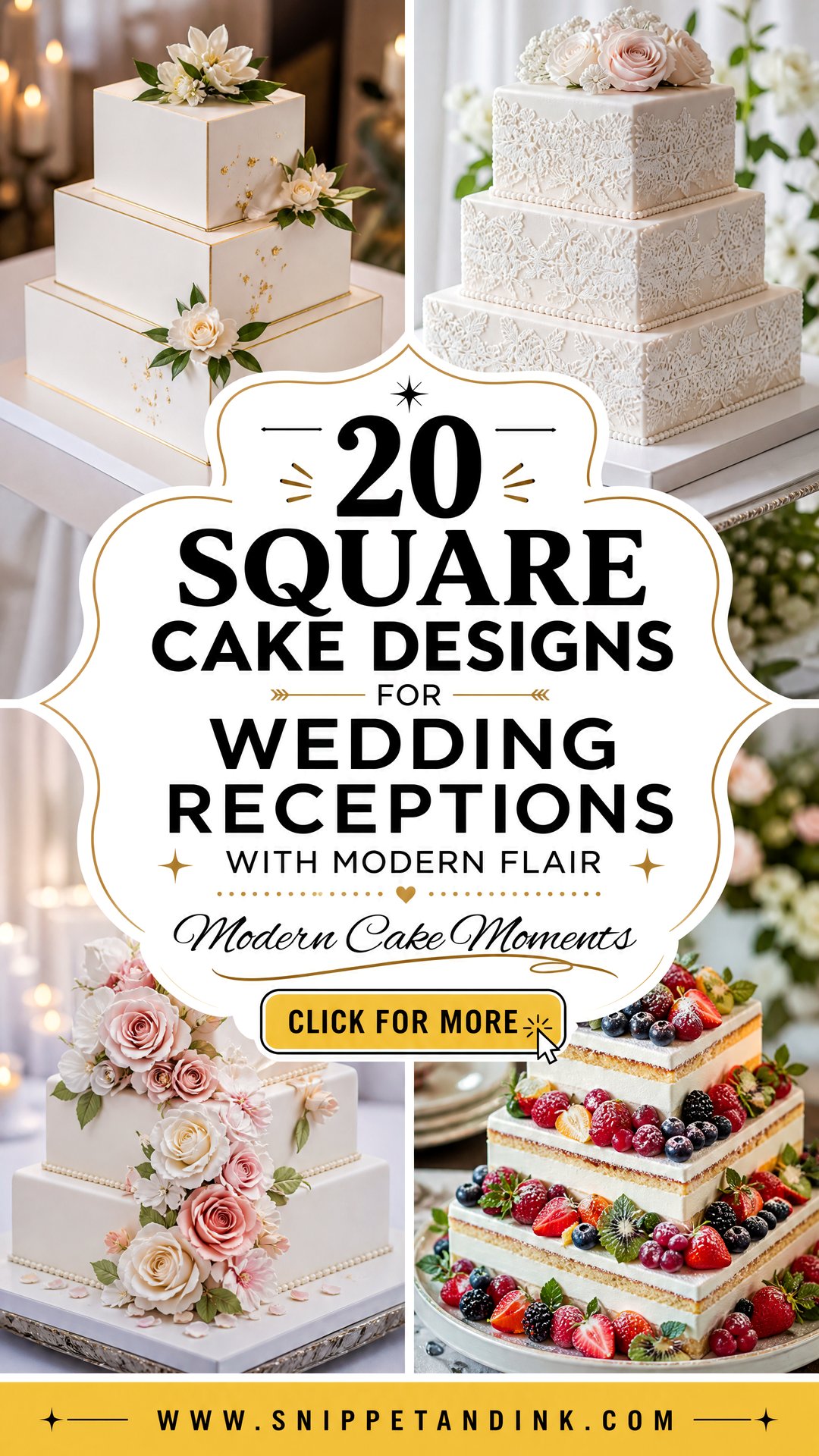 20 Square Cake Designs for Wedding Receptions With Modern Flair - 20 Square Cake Designs for Wedding Receptions With Modern Flair