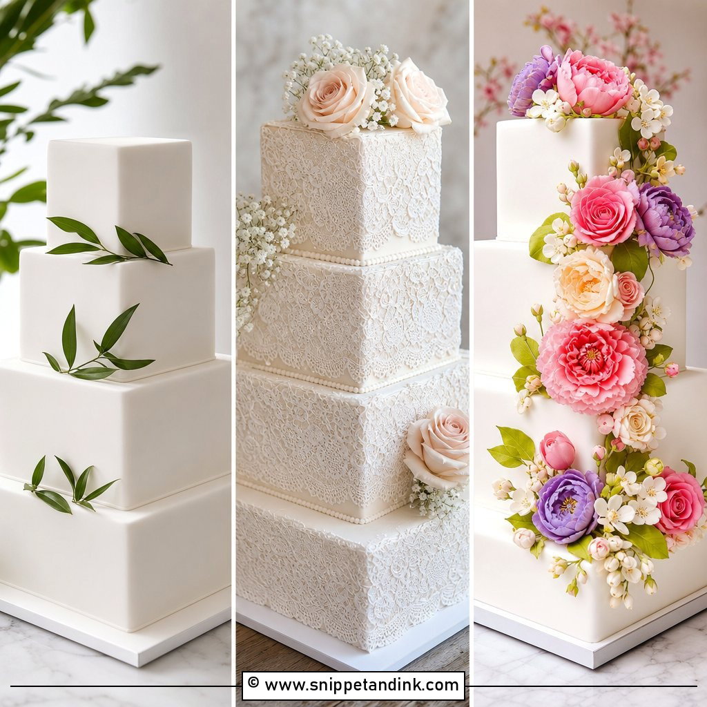 20 Square Cake Designs for Wedding Receptions With Modern Flair