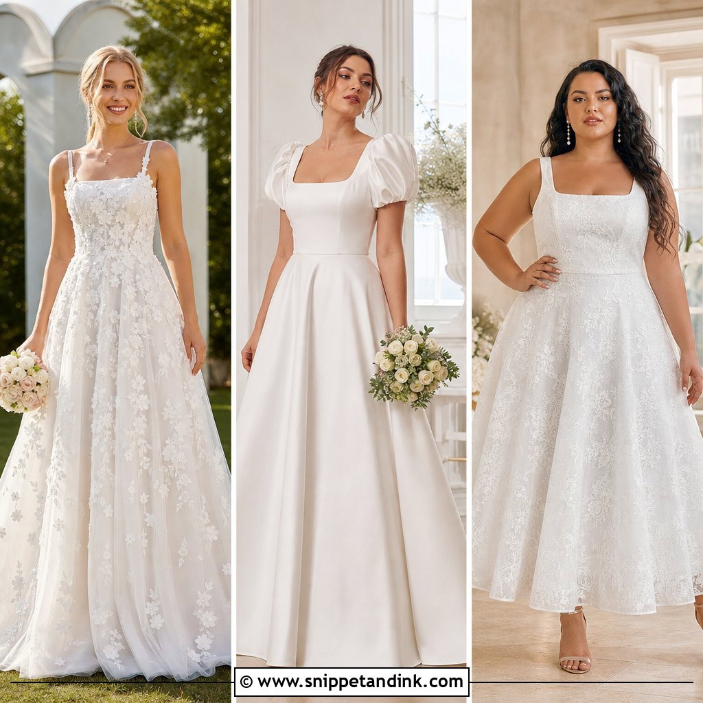 20 Square Neck Wedding Dress Aline Ideas for Timeless Brides