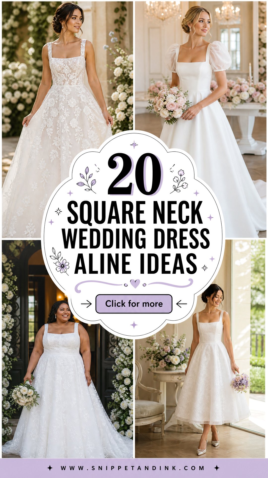 20 Square Neck Wedding Dress Aline Ideas for Timeless Brides - 20 Square Neck Wedding Dress Aline Ideas for Timeless Brides