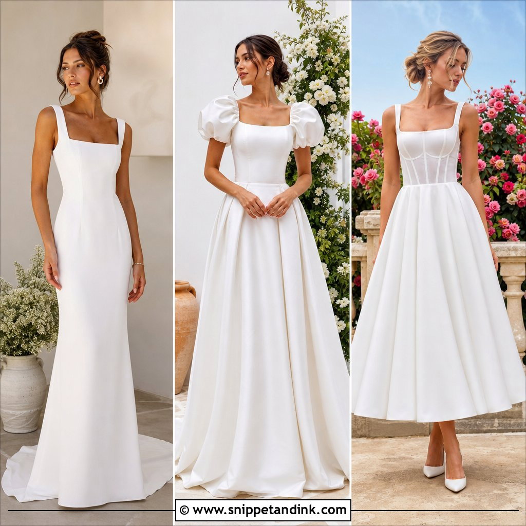 20 Square Neck Wedding Dresses for a Timeless Bridal Statement