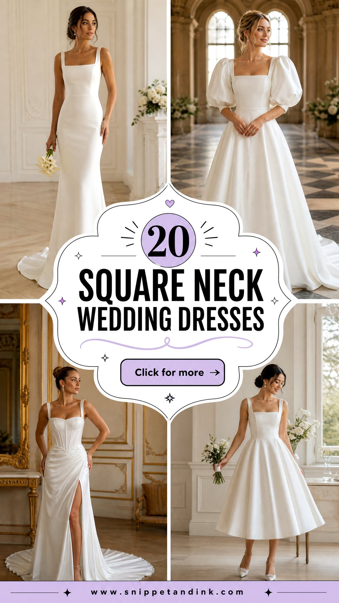 20 Square Neck Wedding Dresses for a Timeless Bridal Statement - 20 Square Neck Wedding Dresses for a Timeless Bridal Statement