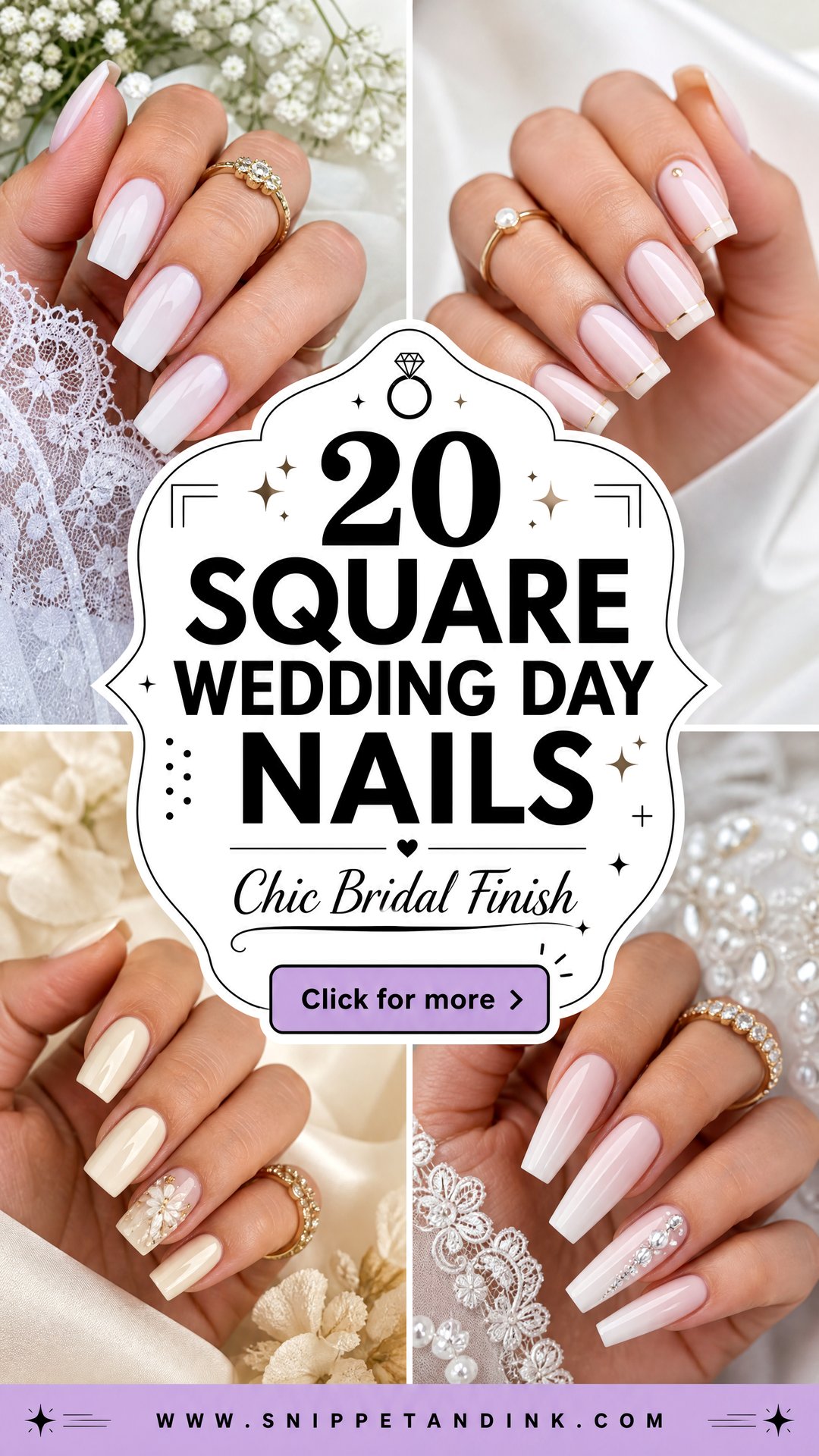 20 Square Wedding Day Nails for a Chic Bridal Look - 20 Square Wedding Day Nails for a Chic Bridal Look
