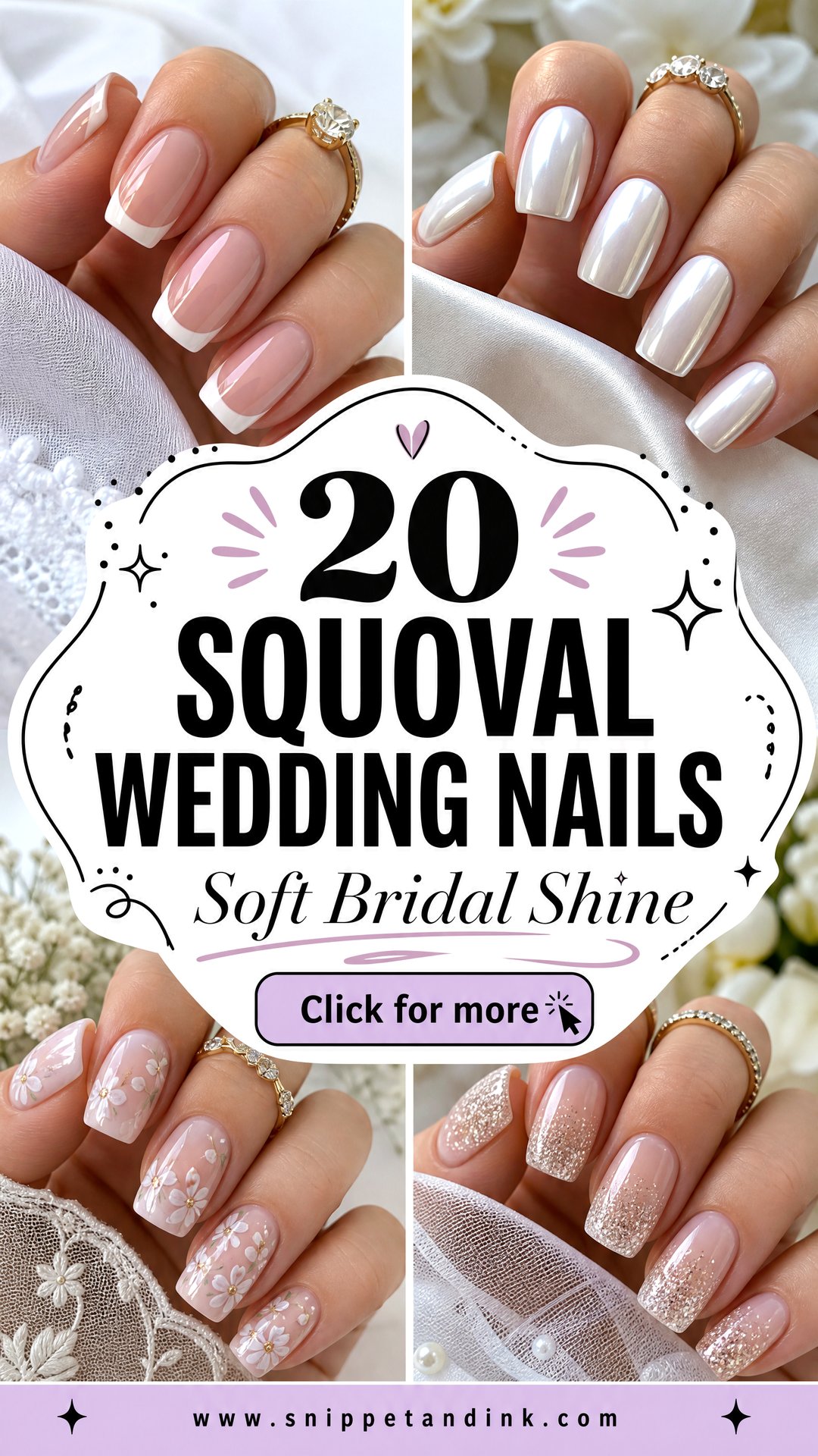 20 Squoval Wedding Nails for a Soft Bridal Finish - 20 Squoval Wedding Nails for a Soft Bridal Finish