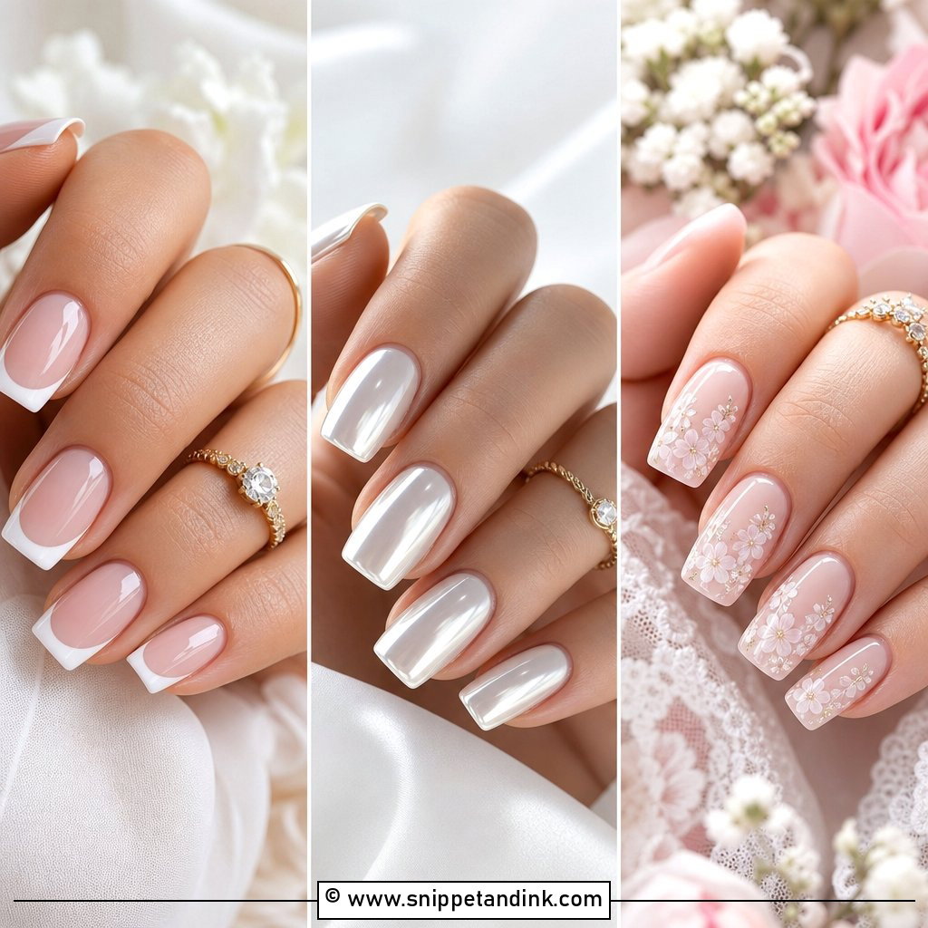 20 Squoval Wedding Nails for a Soft Bridal Finish