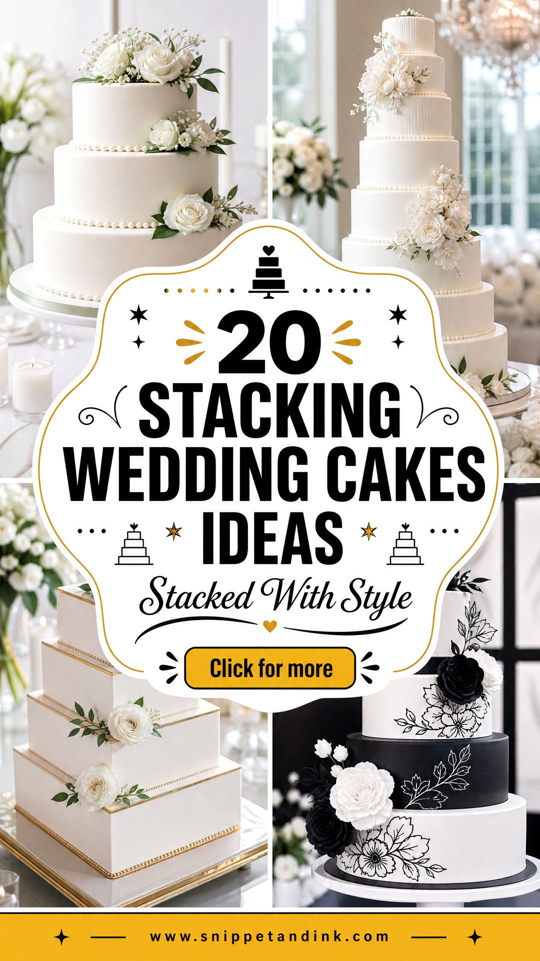 20 Stacking Wedding Cakes Ideas for a Stylish Dessert - 20 Stacking Wedding Cakes Ideas for a Stylish Dessert