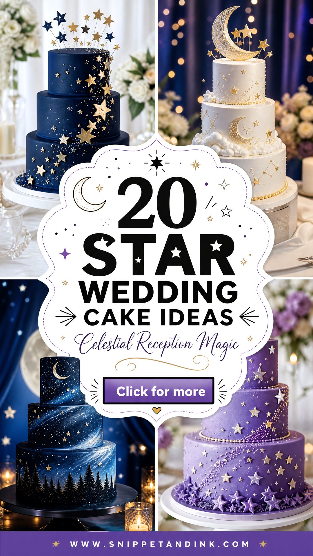 20 Star Wedding Cake Ideas for a Celestial Reception - 20 Star Wedding Cake Ideas for a Celestial Reception