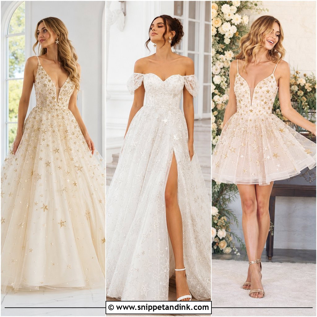 20 Star Wedding Dress Ideas for a Celestial Bridal Look