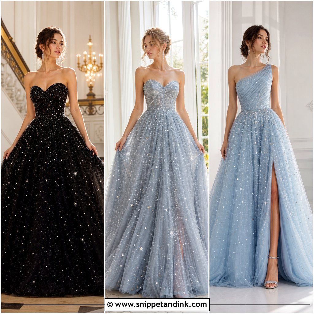 20 Starfall Ball Gown Ideas for a Magical Celestial Celebration