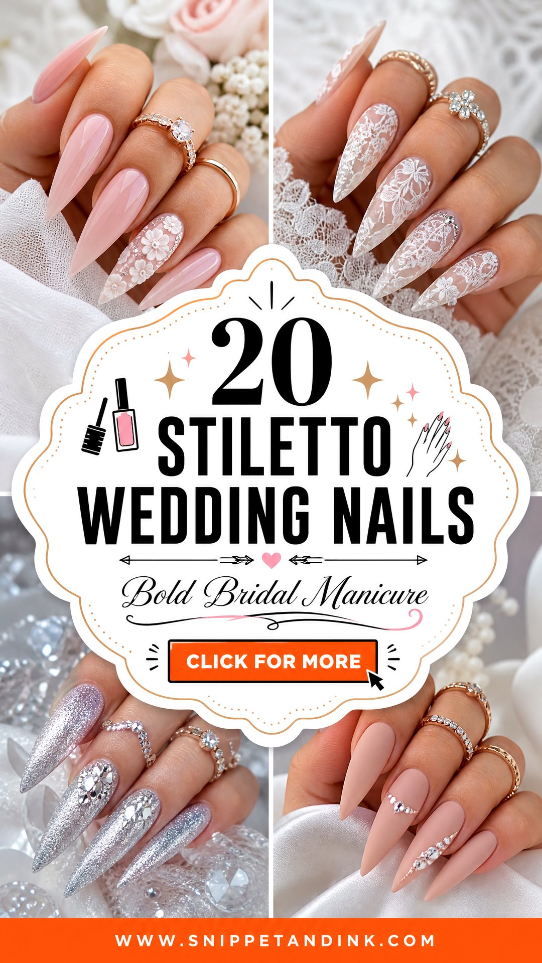 20 Stiletto Wedding Nails for a Bold Bridal Manicure - 20 Stiletto Wedding Nails for a Bold Bridal Manicure