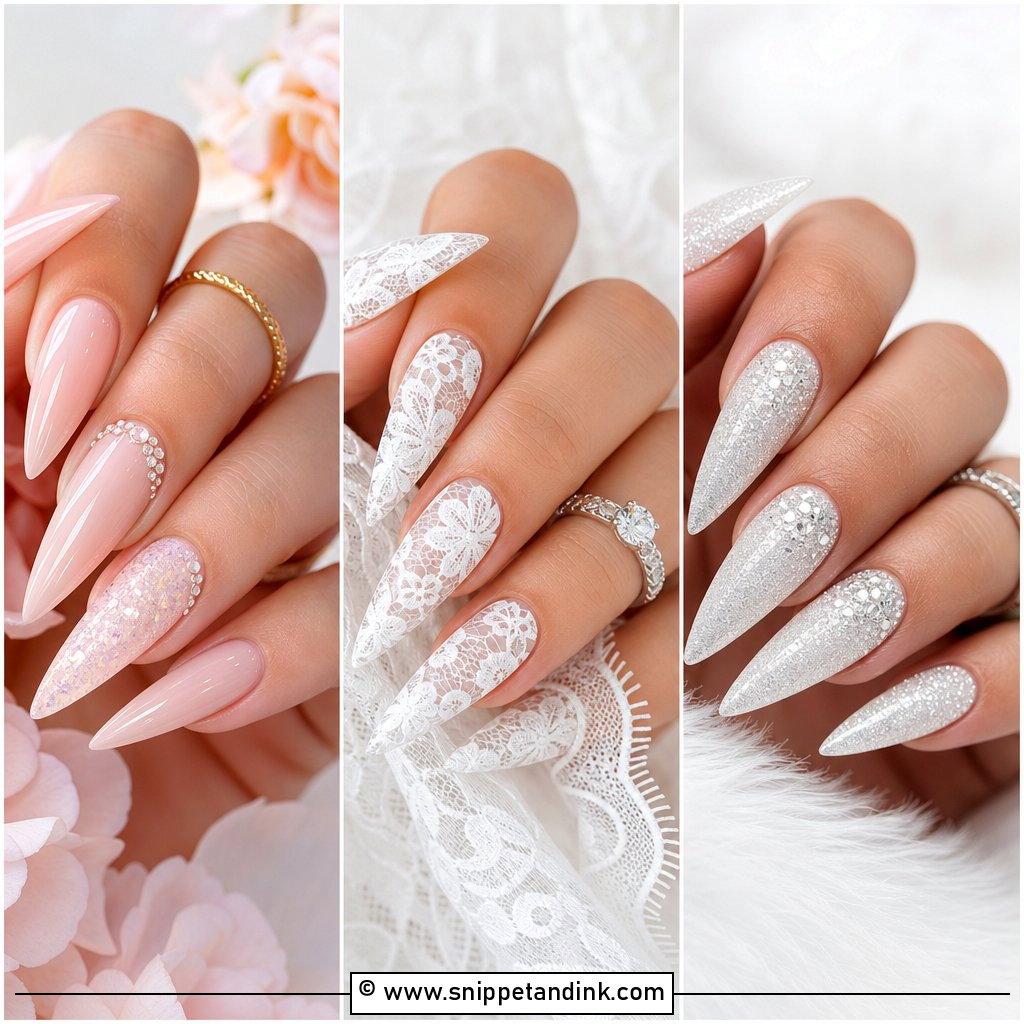 20 Stiletto Wedding Nails for a Bold Bridal Manicure