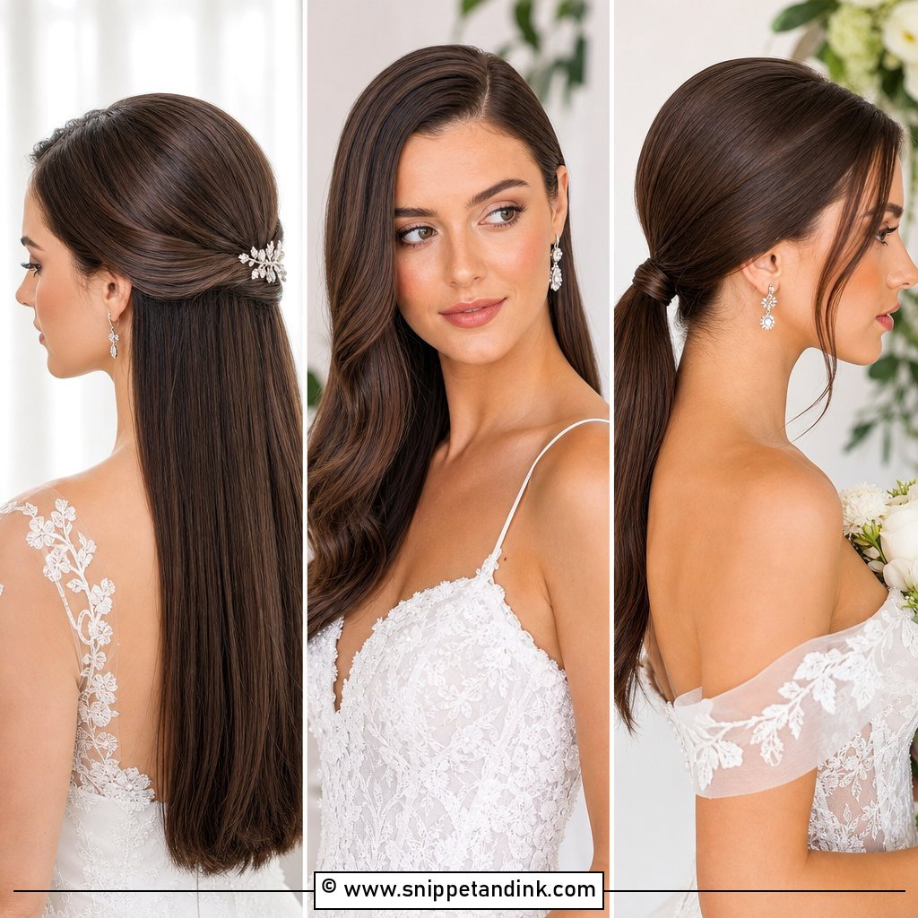 20 Straight Hair Bridal Hairstyles for Modern Brides