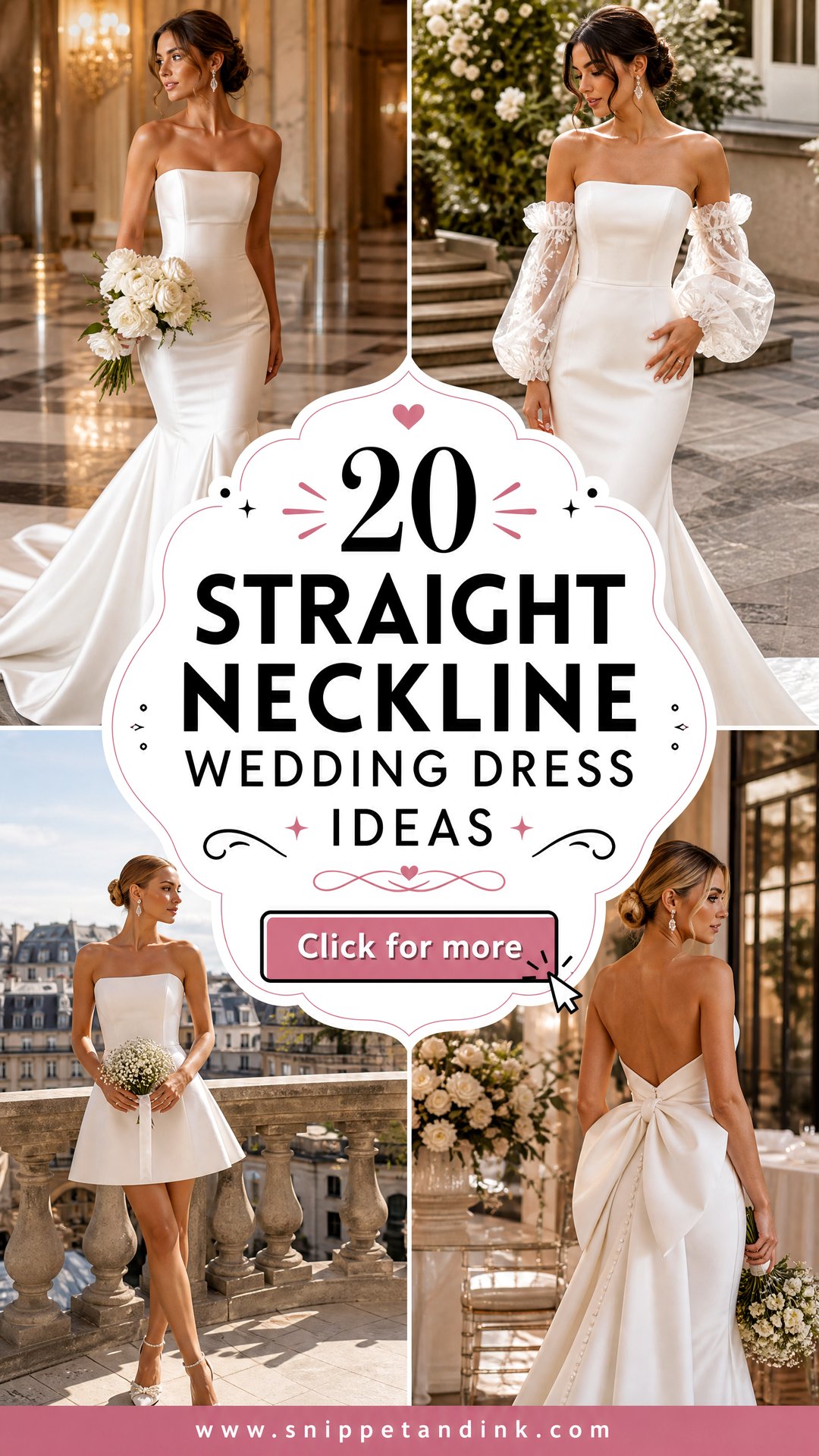 20 Straight Neckline Wedding Dress Ideas for Modern Brides - 20 Straight Neckline Wedding Dress Ideas for Modern Brides