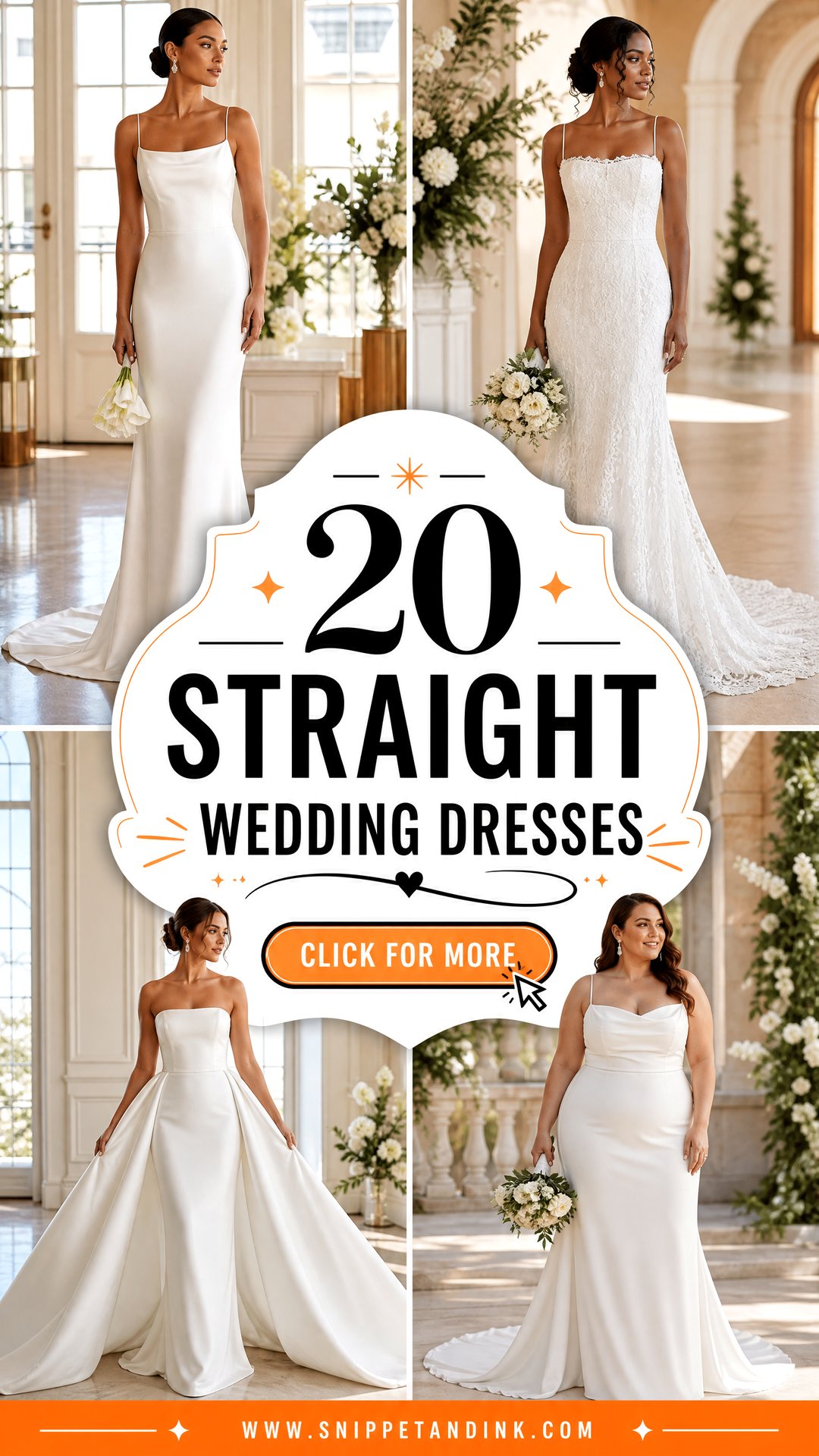 20 Straight Wedding Dresses for a Sleek and Timeless Bridal Look - 20 Straight Wedding Dresses for a Sleek and Timeless Bridal Look