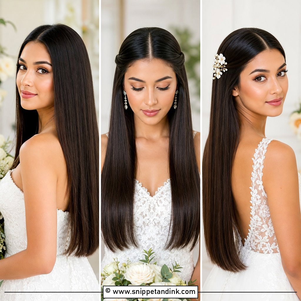 20 Straight Wedding Hair Down Ideas for Sleek Bridal Beauty