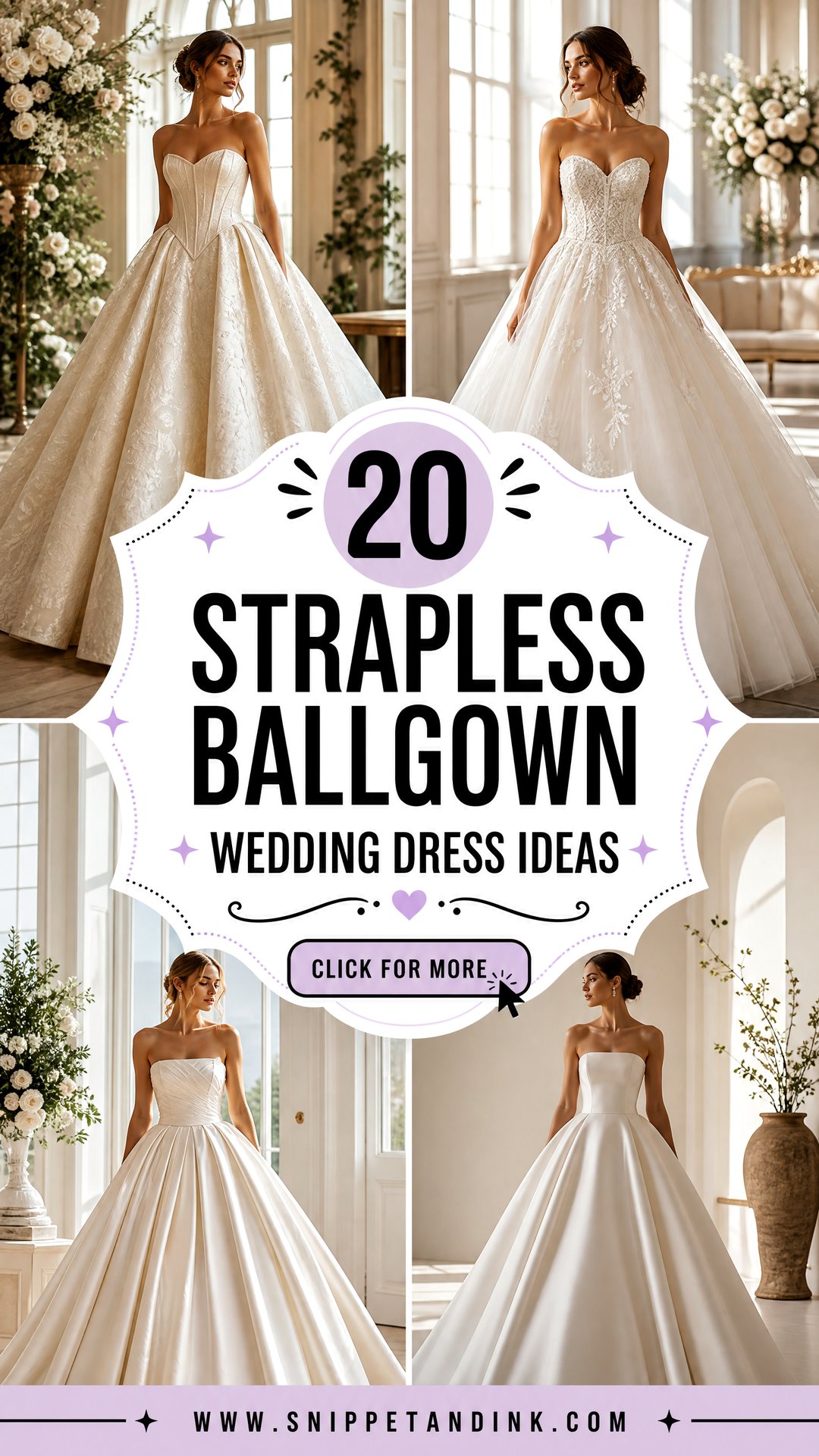 20 Strapless Ballgown Wedding Dress Ideas for Modern Brides - 20 Strapless Ballgown Wedding Dress Ideas for Modern Brides