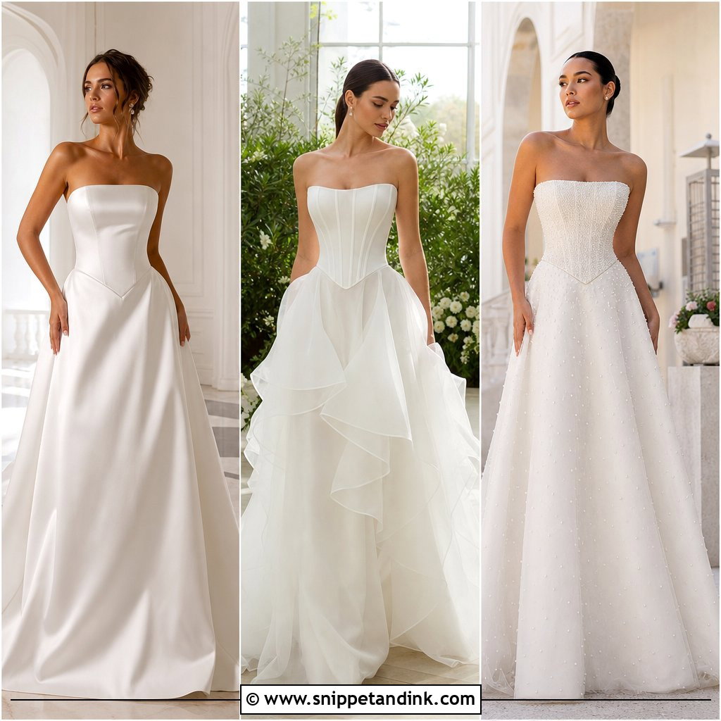 20 Strapless Basque Waist Wedding Dress Ideas for Chic Brides