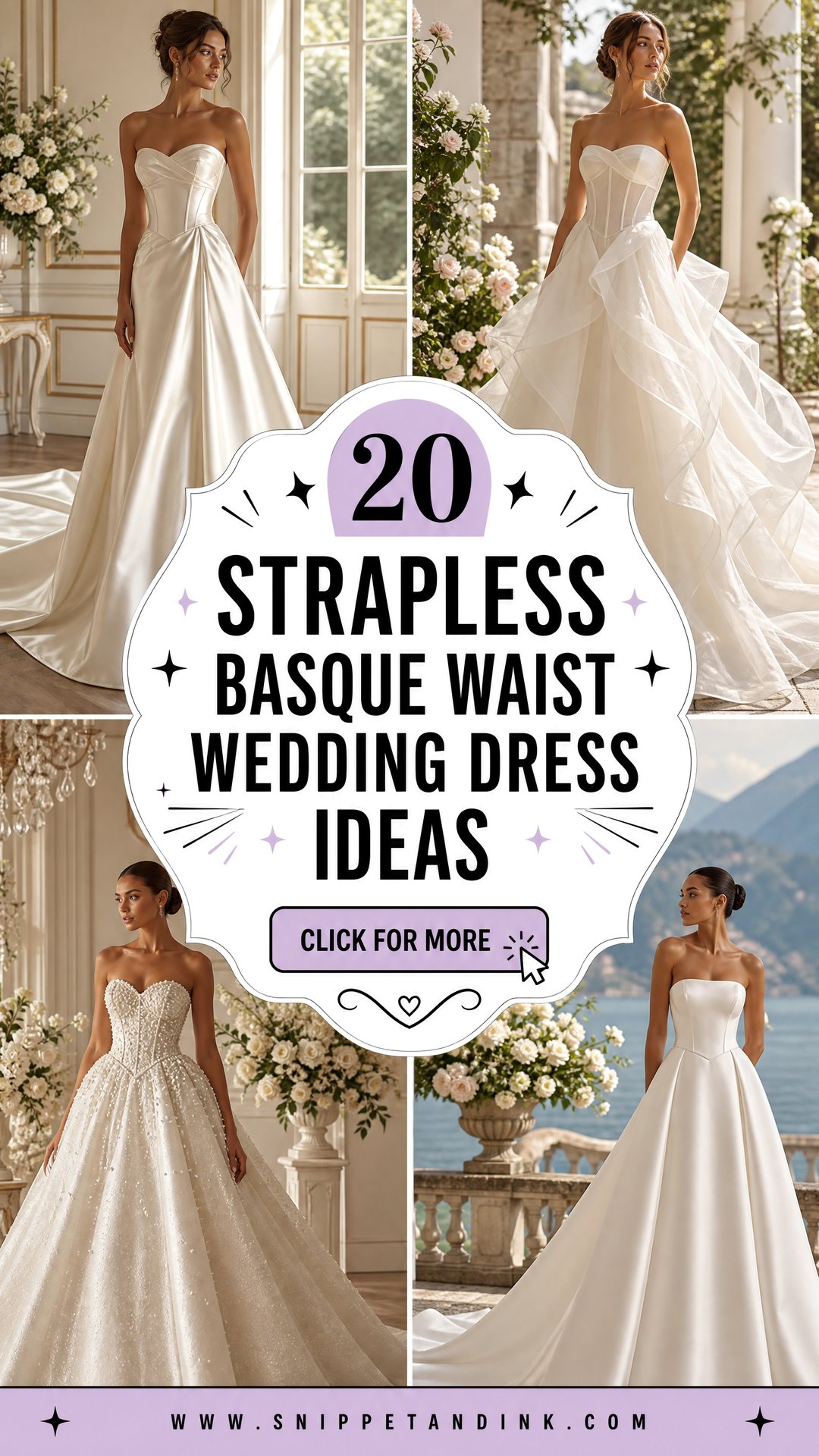 20 Strapless Basque Waist Wedding Dress Ideas for Chic Brides - 20 Strapless Basque Waist Wedding Dress Ideas for Chic Brides
