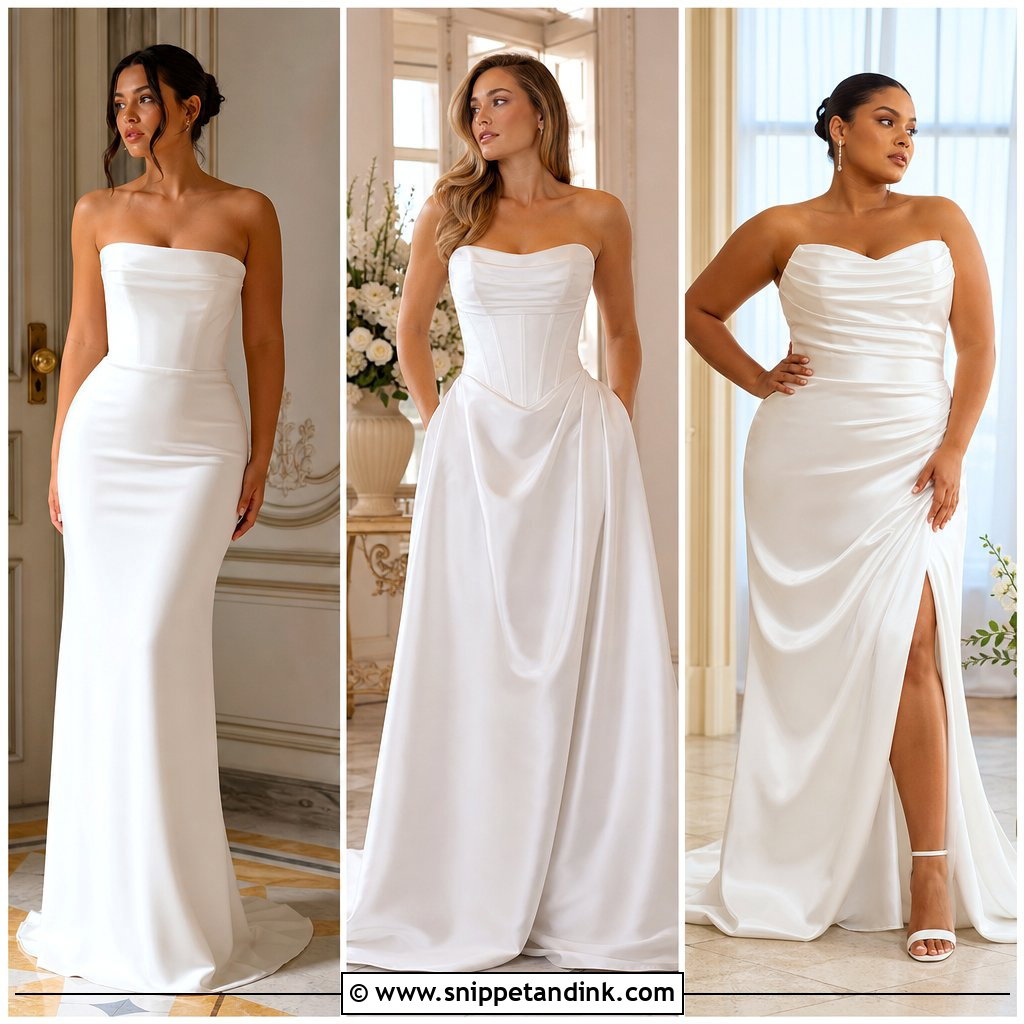 20 Strapless Satin Wedding Dress Ideas for Chic Summer Brides