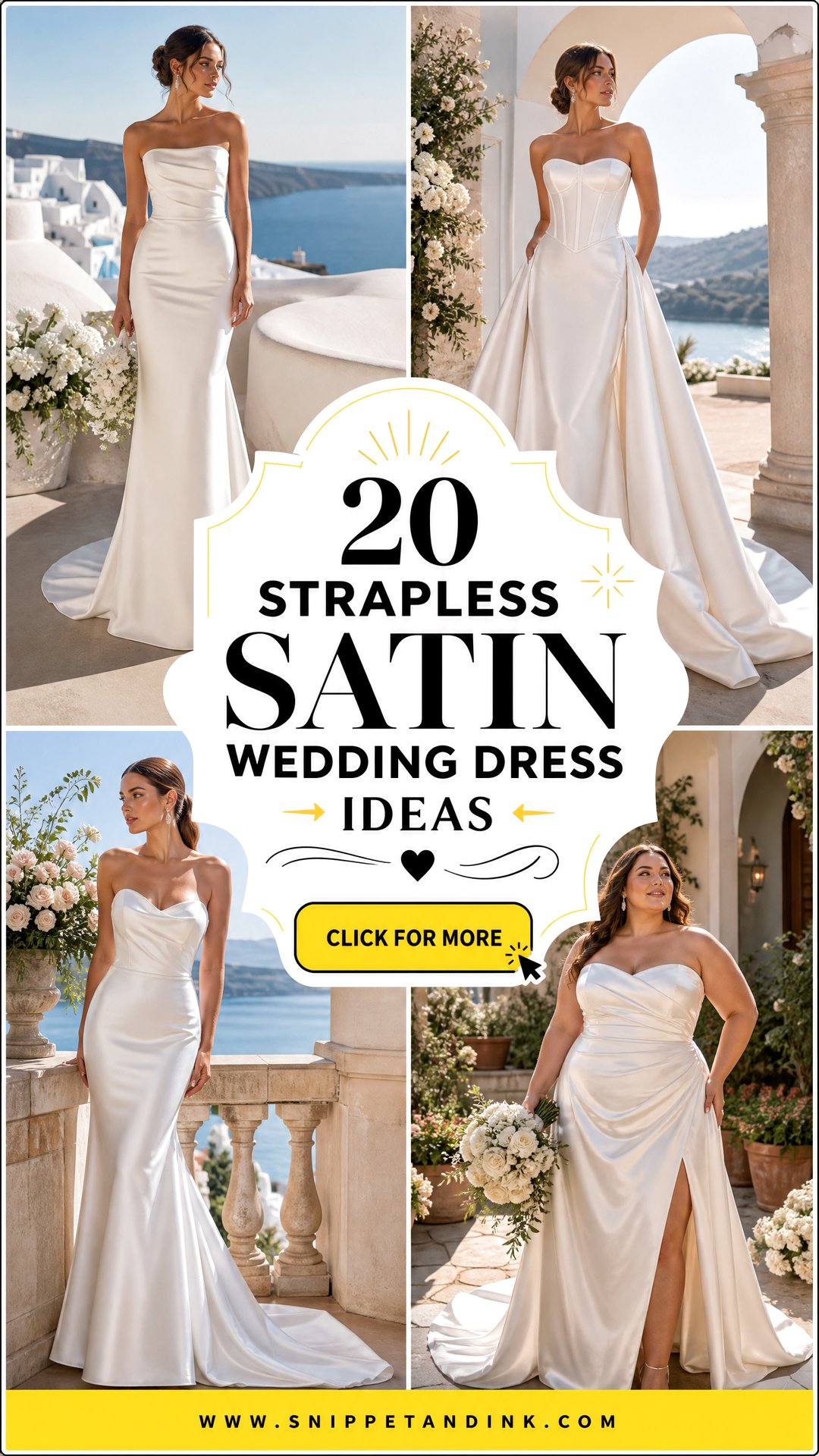 20 Strapless Satin Wedding Dress Ideas for Chic Summer Brides - 20 Strapless Satin Wedding Dress Ideas for Chic Summer Brides