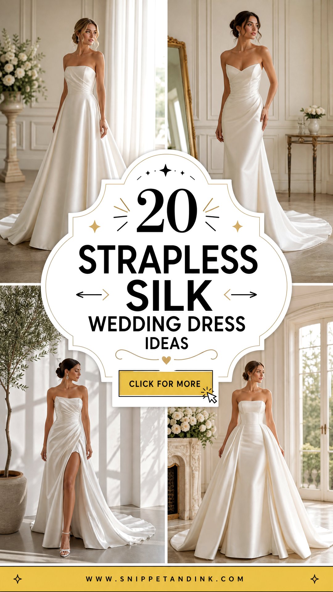 20 Strapless Silk Wedding Dress Ideas for Luxe Modern Brides - 20 Strapless Silk Wedding Dress Ideas for Luxe Modern Brides
