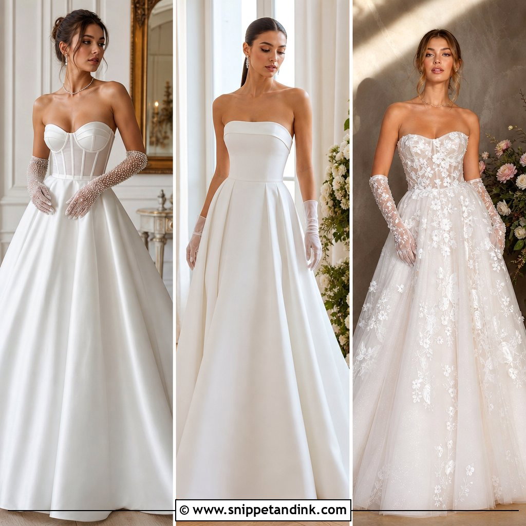 20 Strapless Wedding Dress with Gloves Ideas for Elegant Brides