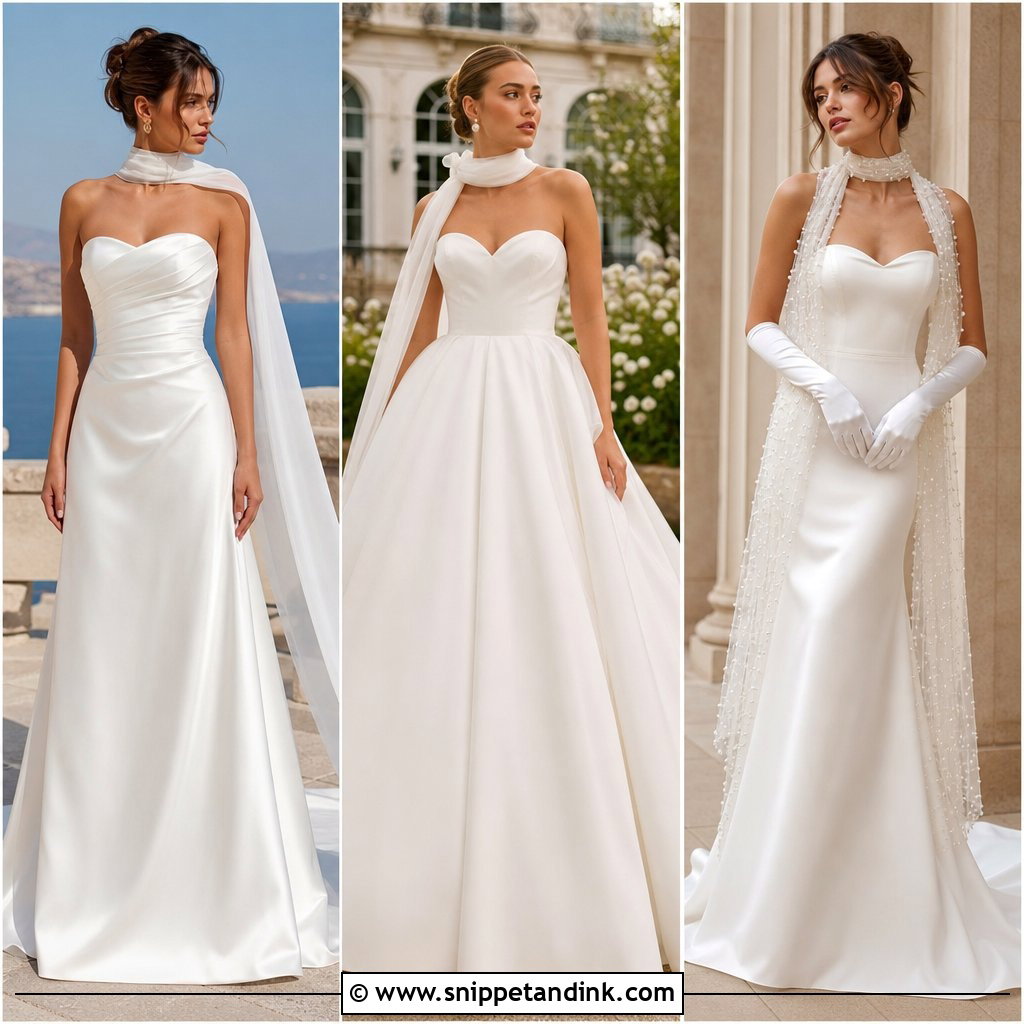 20 Strapless Wedding Dress with Scarf Ideas for Chic Brides