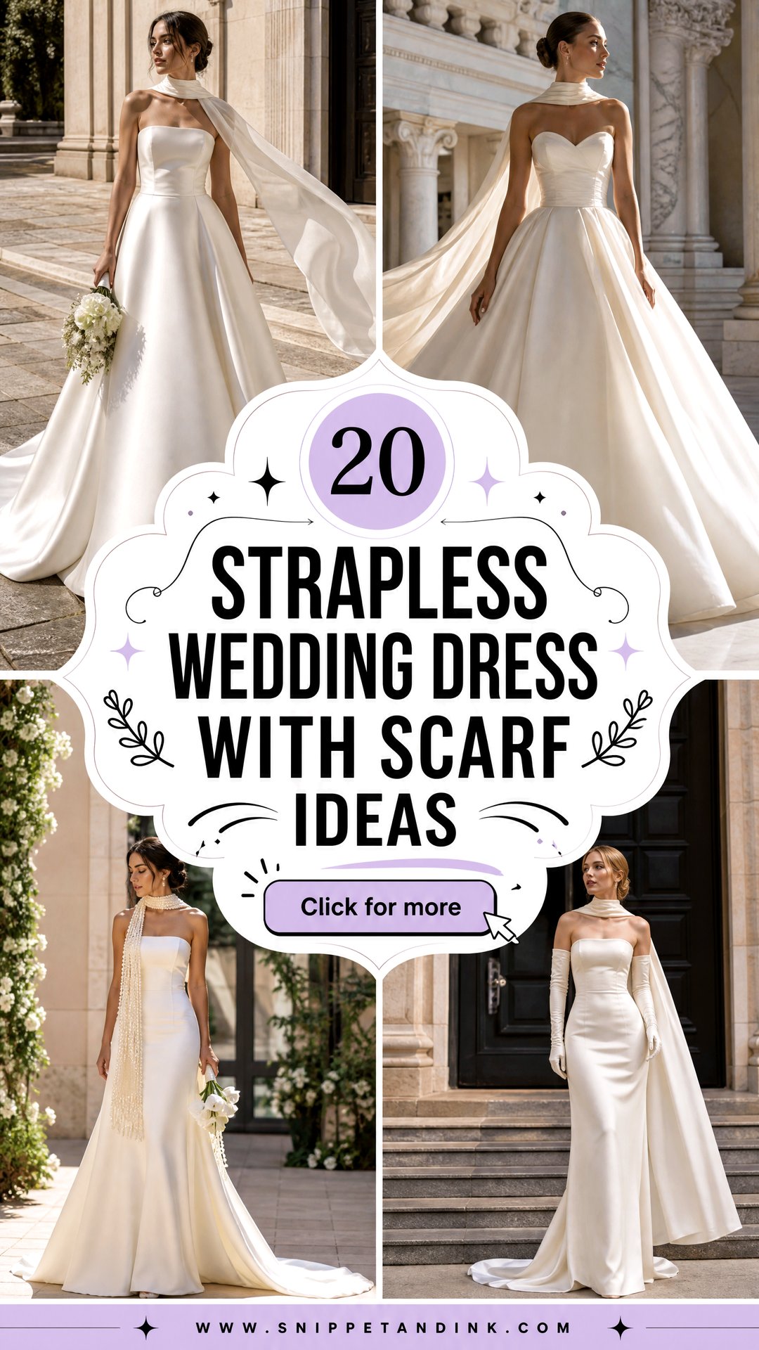 20 Strapless Wedding Dress with Scarf Ideas for Chic Brides - 20 Strapless Wedding Dress with Scarf Ideas for Chic Brides