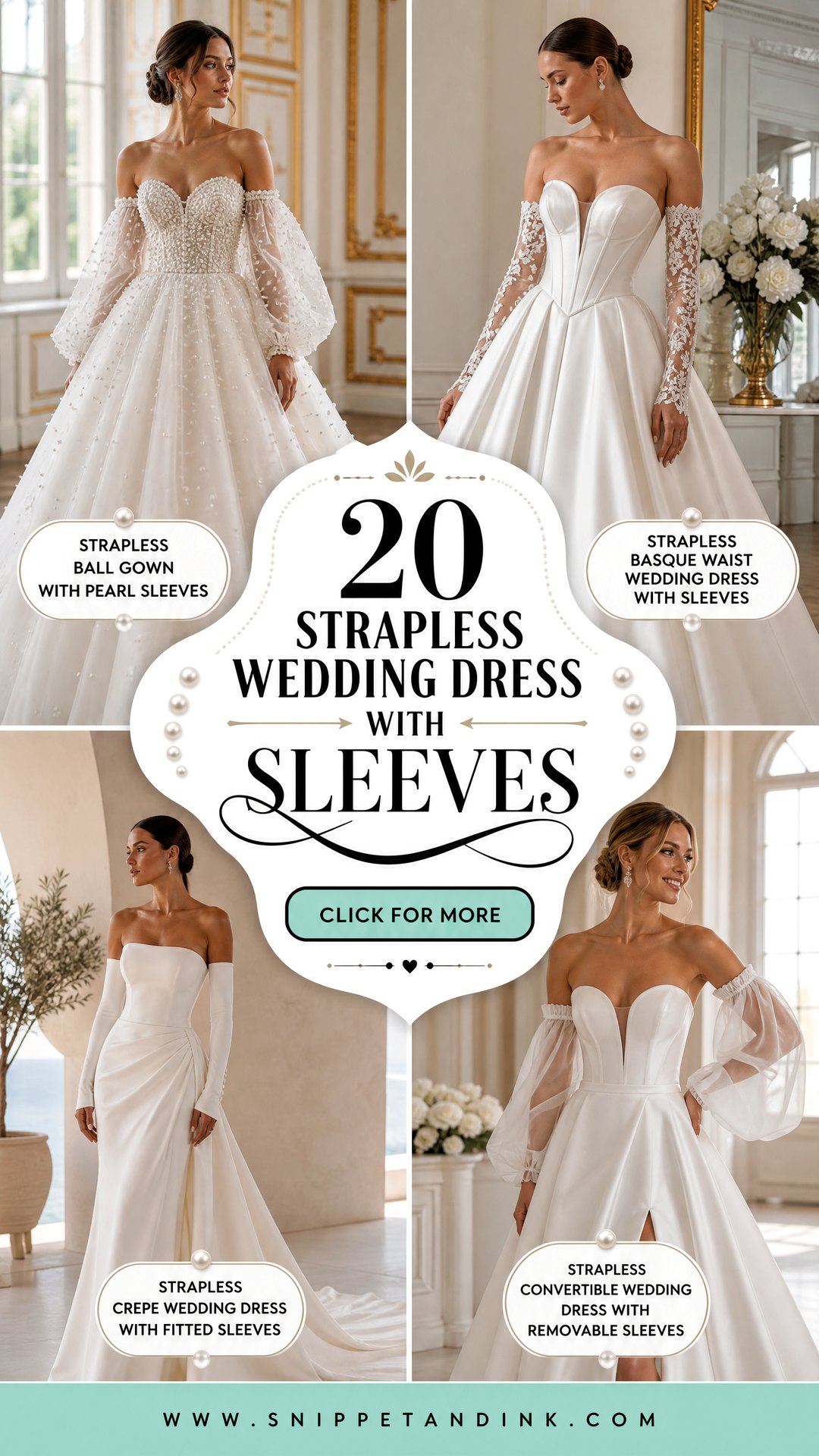 20 Strapless Wedding Dress with Sleeves Chic Bridal Inspiration - 20 Strapless Wedding Dress with Sleeves: Chic Bridal Inspiration