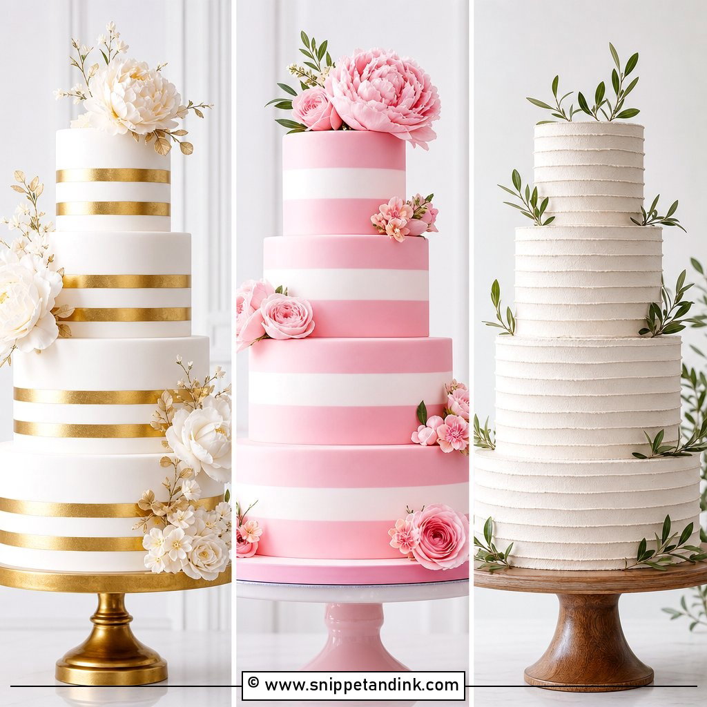 20 Striped Wedding Cake Ideas for Modern Graphic Elegance