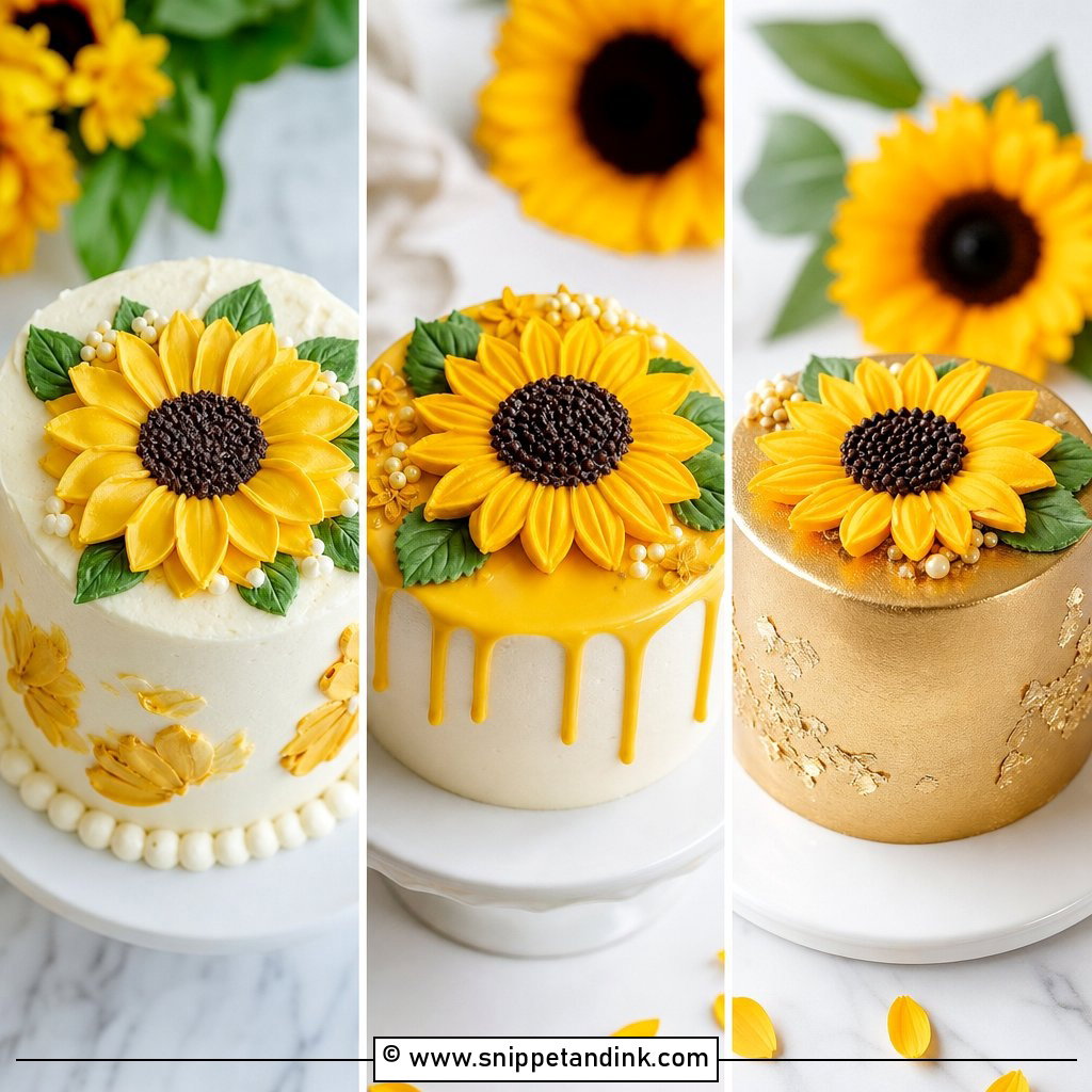 20 Sunflower Mini Cake Ideas for Wedding Dessert Tables