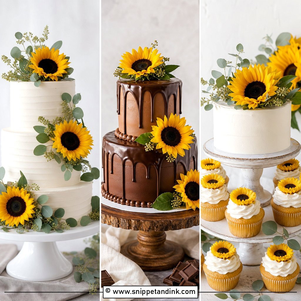 20 Sunflower Wedding Cake Ideas for Rustic Summer Brides