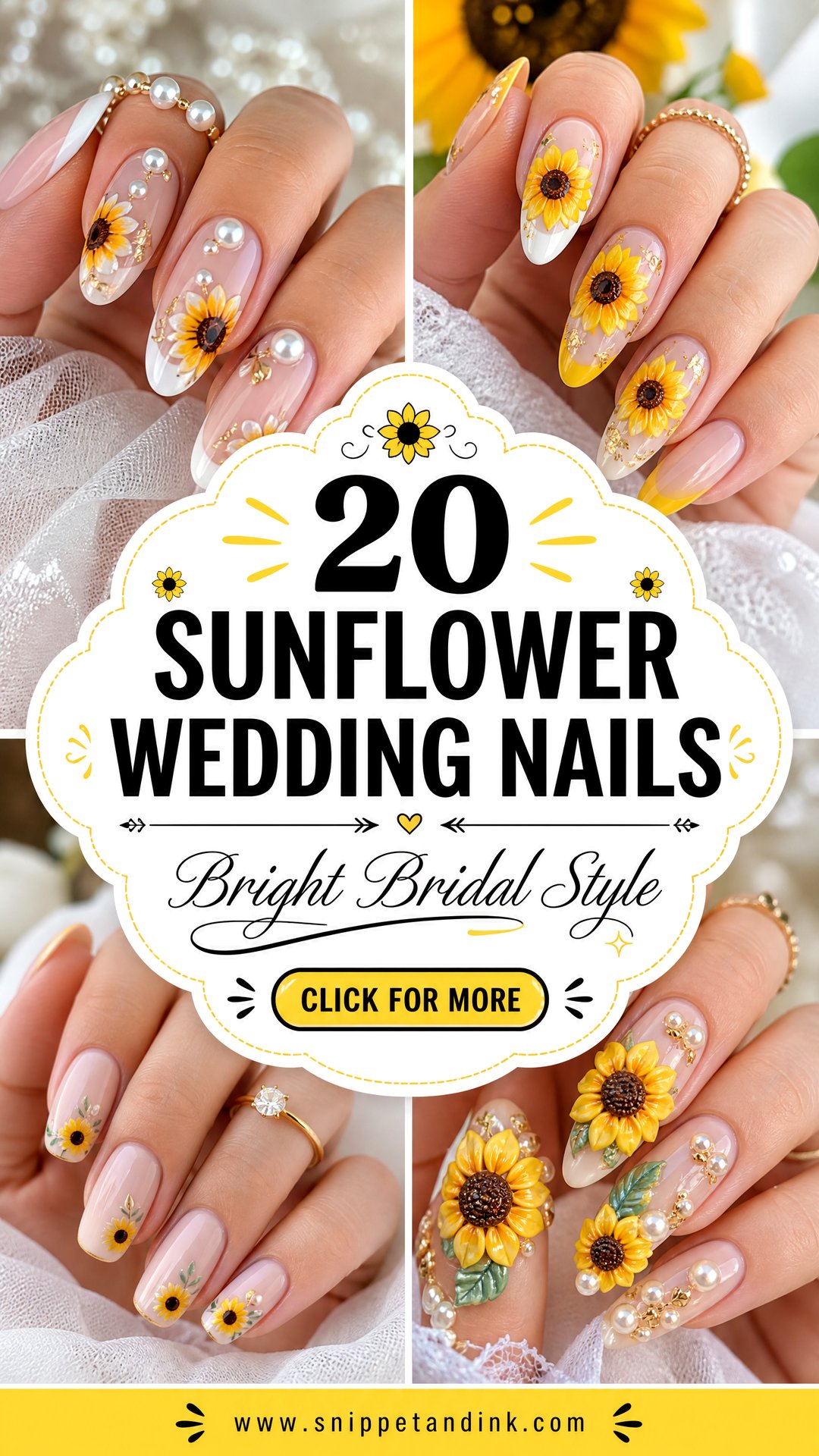 20 Sunflower Wedding Nails for Bright Bridal Style - 20 Sunflower Wedding Nails for Bright Bridal Style