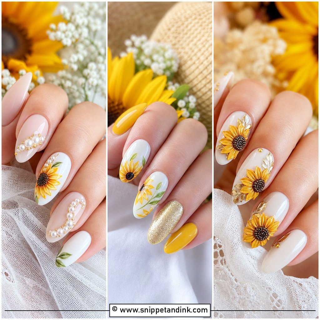 20 Sunflower Wedding Nails for Bright Bridal Style
