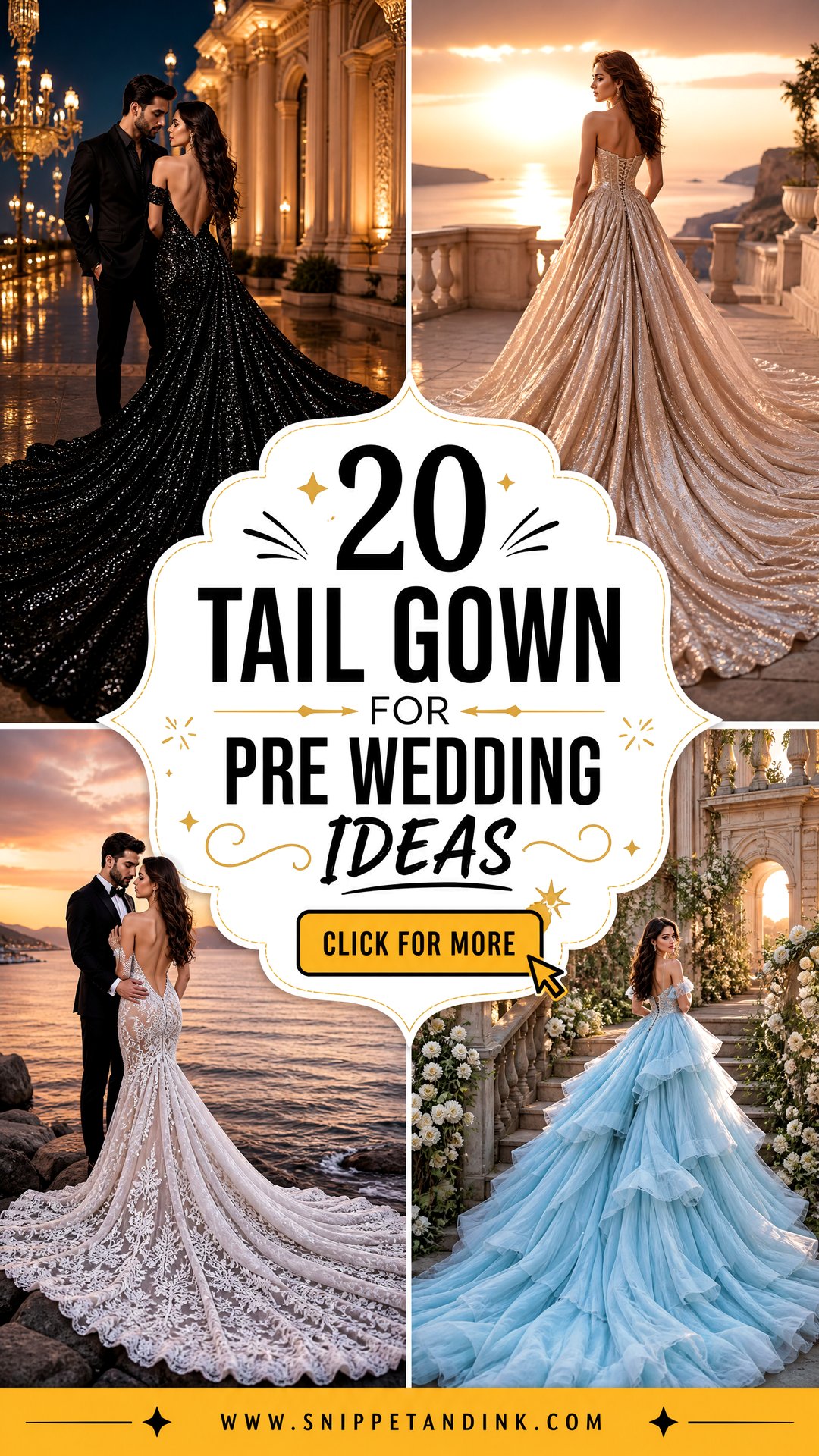 20 Tail Gown for Pre Wedding Ideas for Dramatic Photo Shoots - 20 Tail Gown for Pre Wedding Ideas for Dramatic Photo Shoots